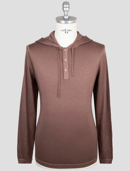 Kiton Brown Cashmere Silk Sweater Hoodie
