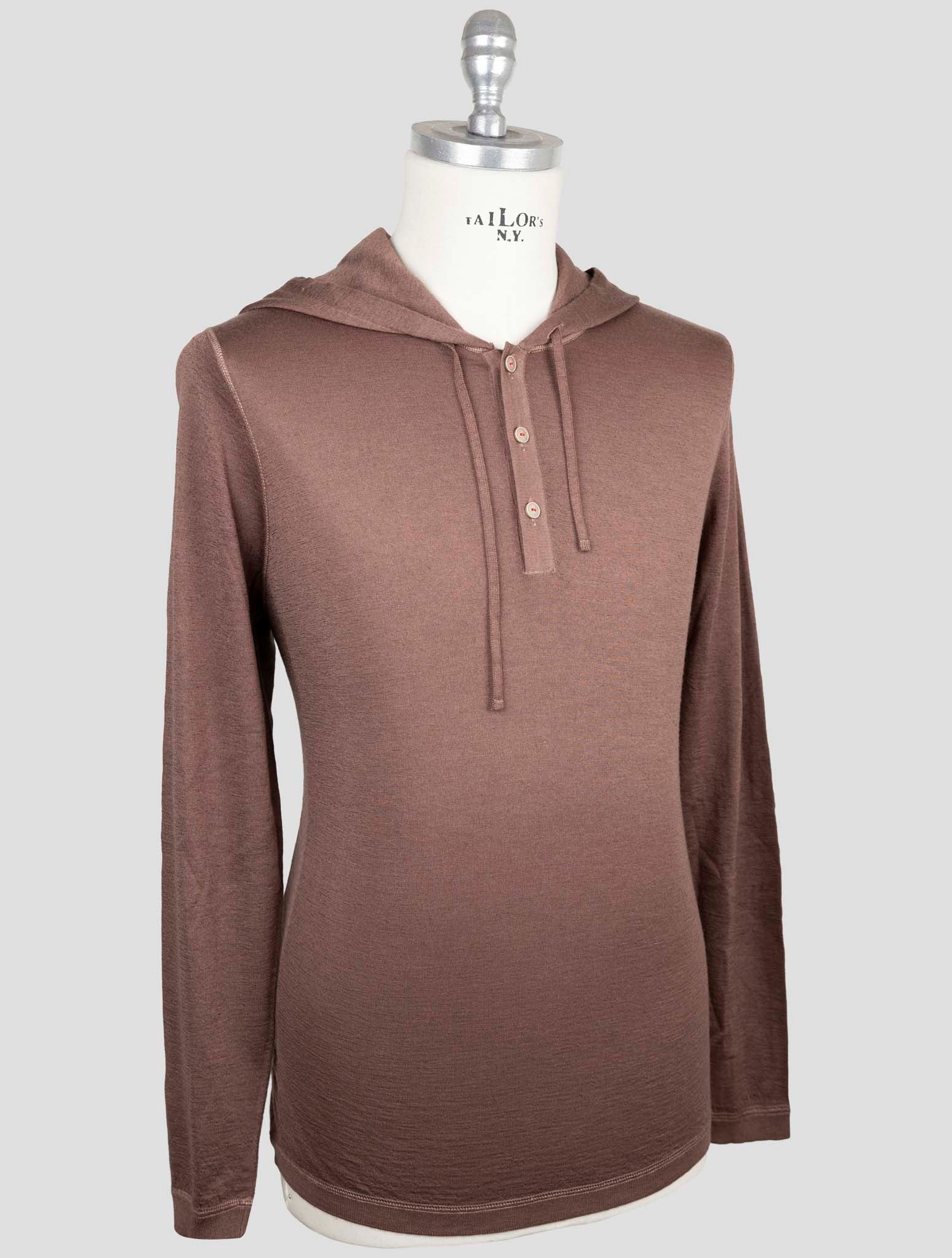 Kiton Brown Cashmere Silk Sweater Hoodie