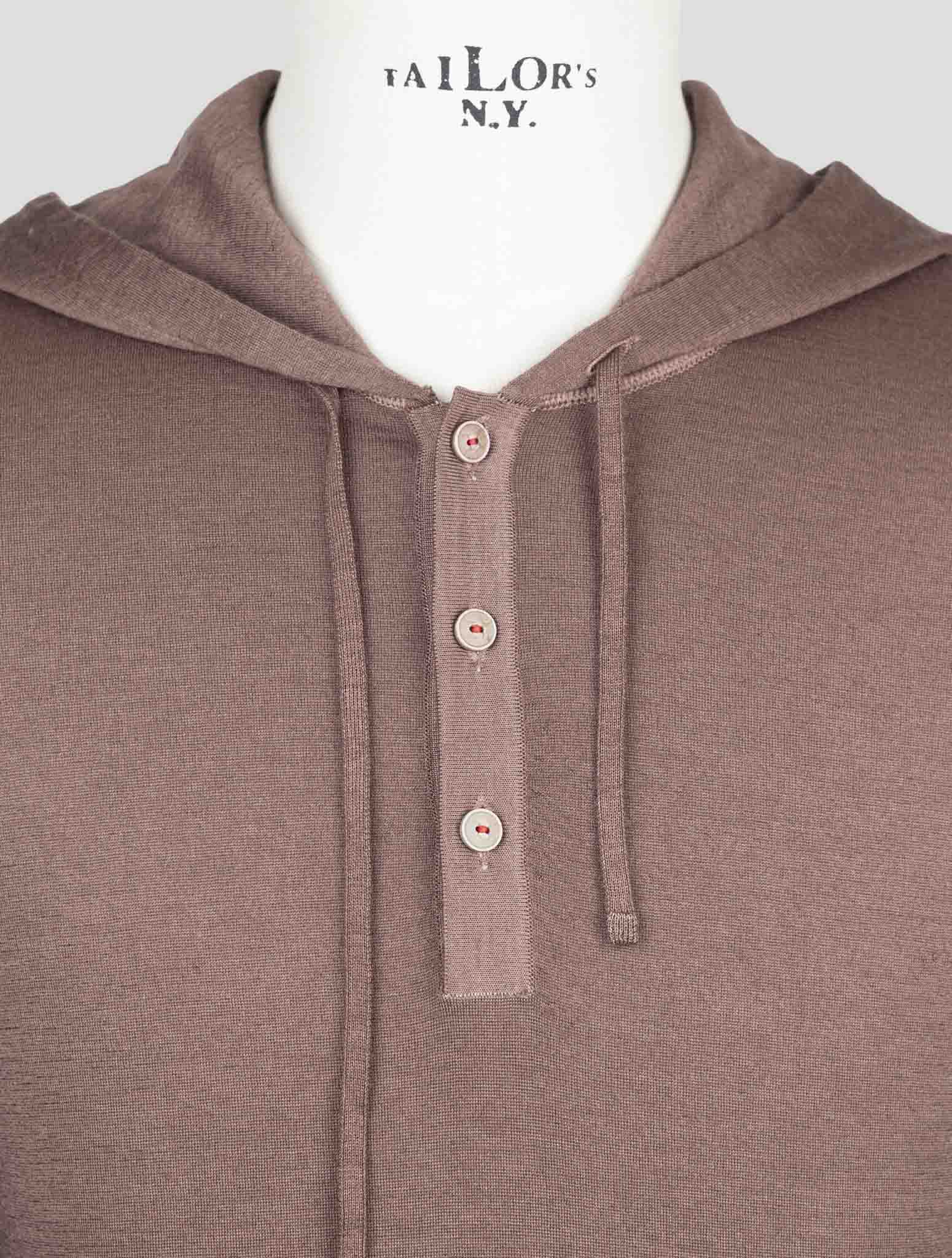 Kiton Brown Cashmere Silk Sweater Hoodie
