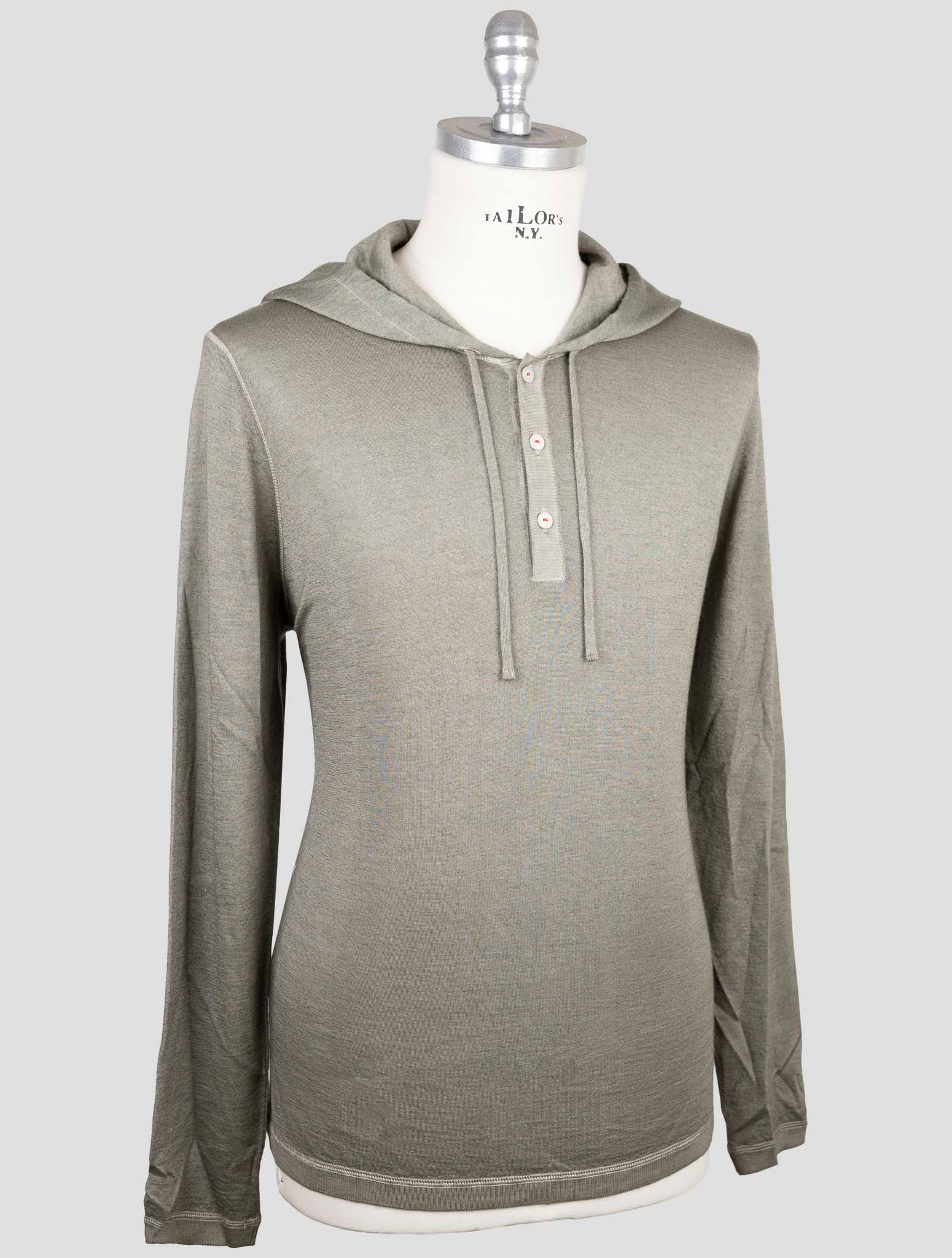 Kiton Green Cashmere Silk Sweater Hoodie