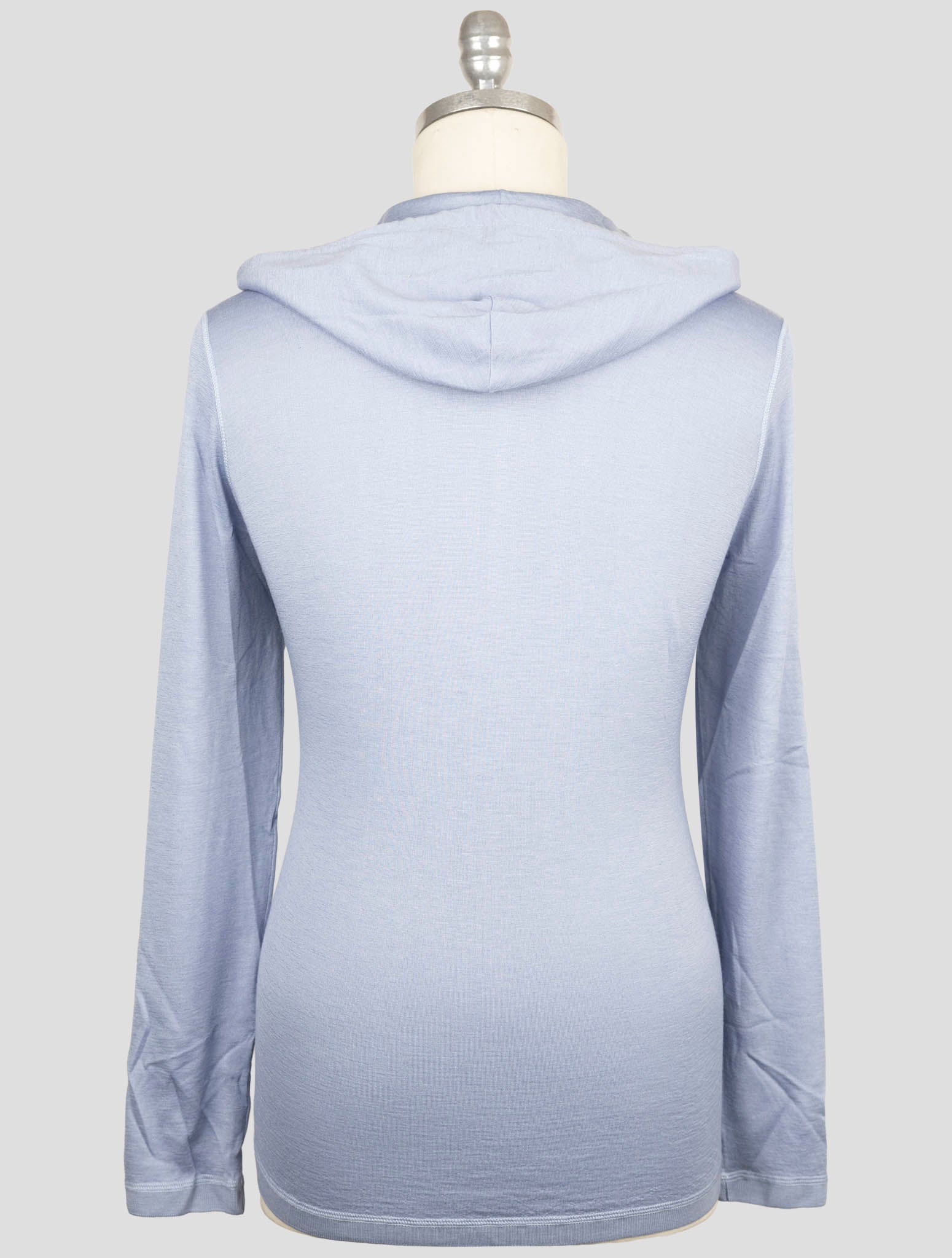 Kiton Light Blue Cashmere Silk Sweater Hoodie