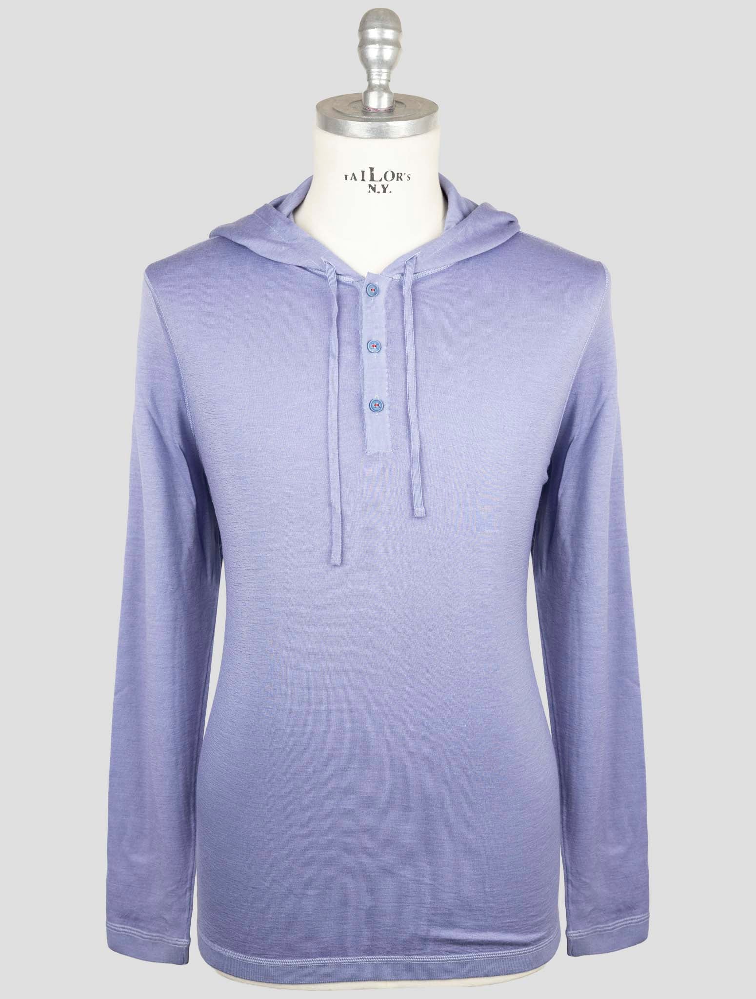 Kiton Light Blue Cashmere Silk Sweater Hoodie