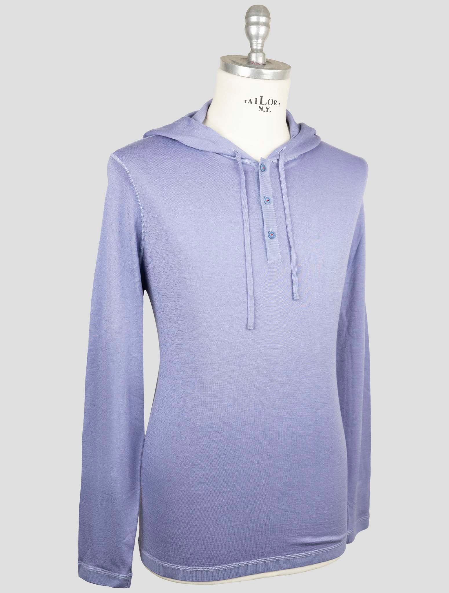 Kiton Light Blue Cashmere Silk Sweater Hoodie