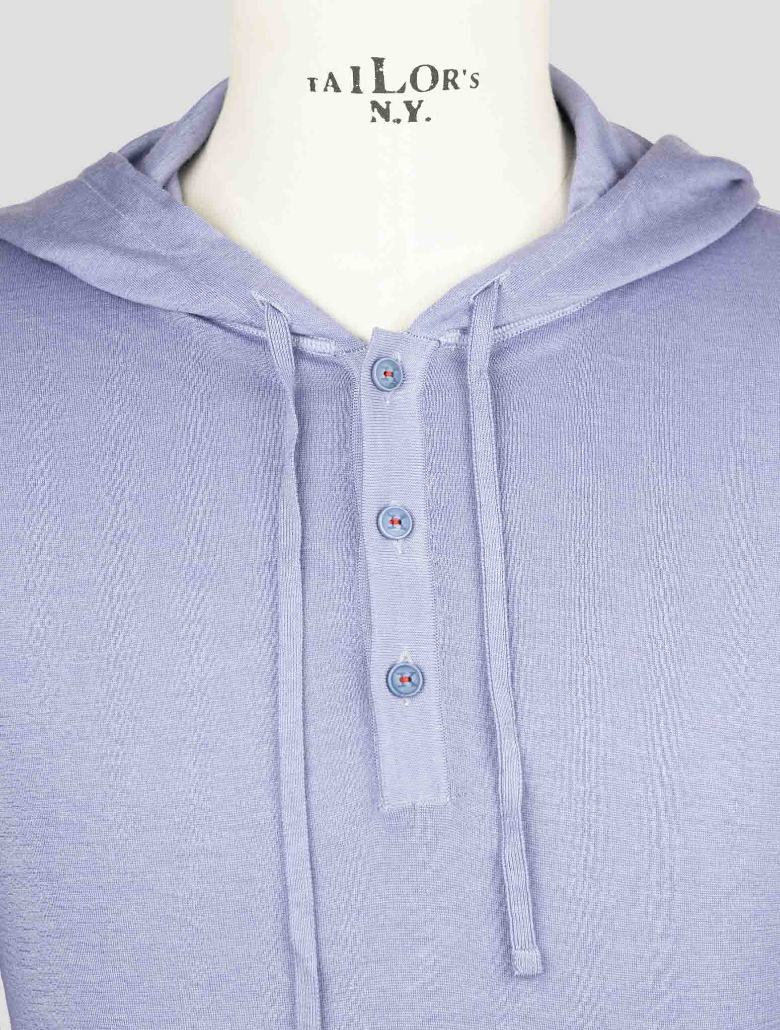 Kiton Light Blue Cashmere Silk Sweater Hoodie