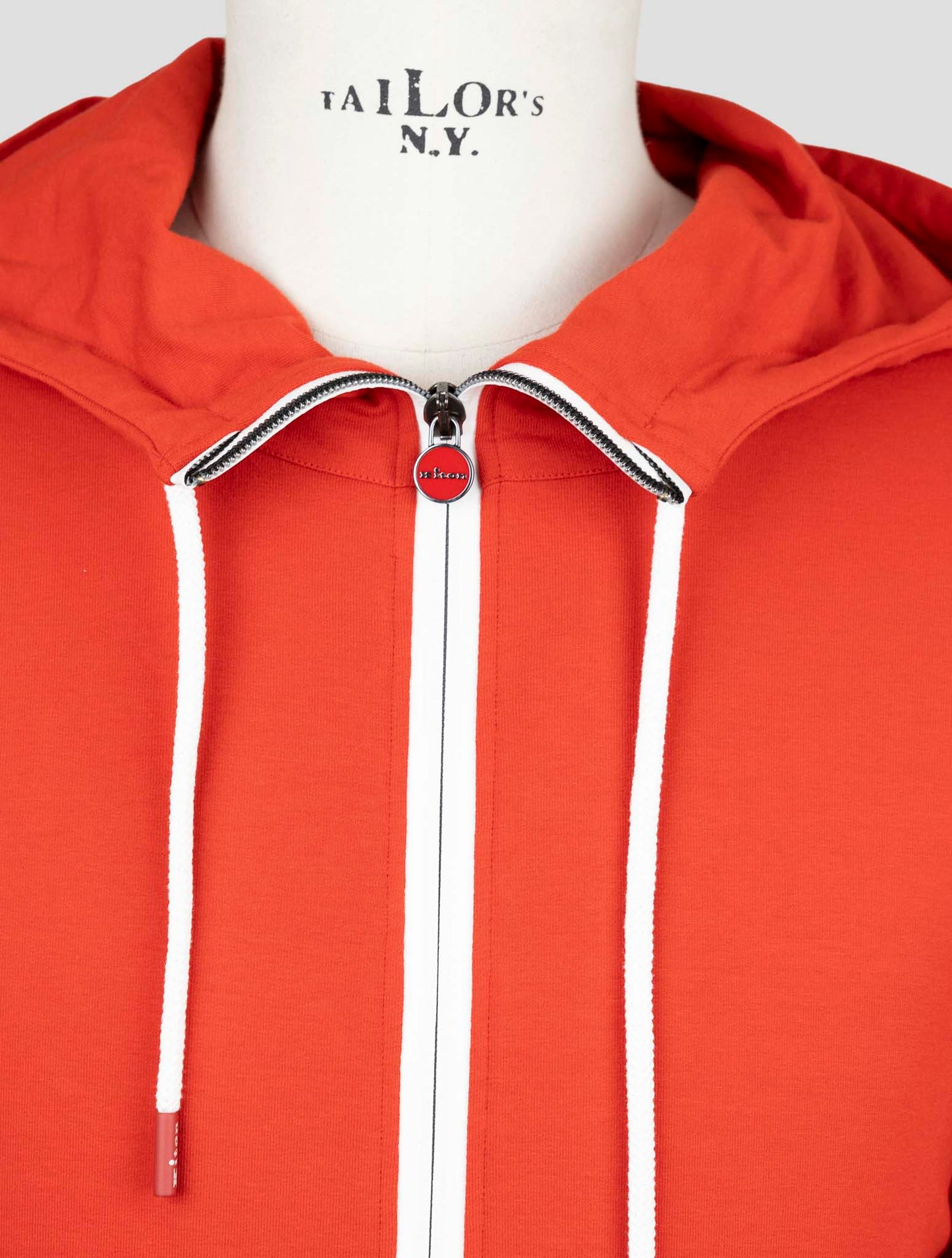 Kiton Red Cotton Ea Sweater Full Zip