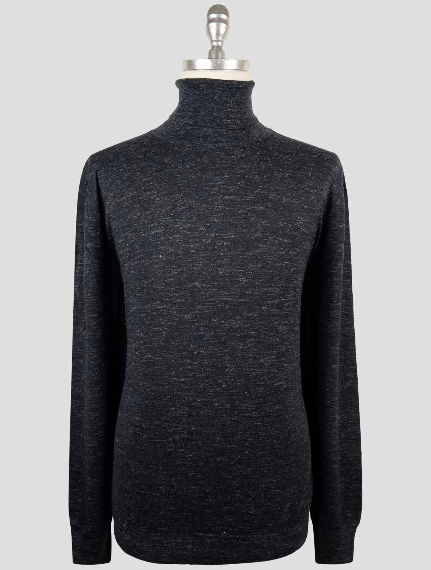 Kiton Blue Cashmere Silk Linen Sweater Turtleneck
