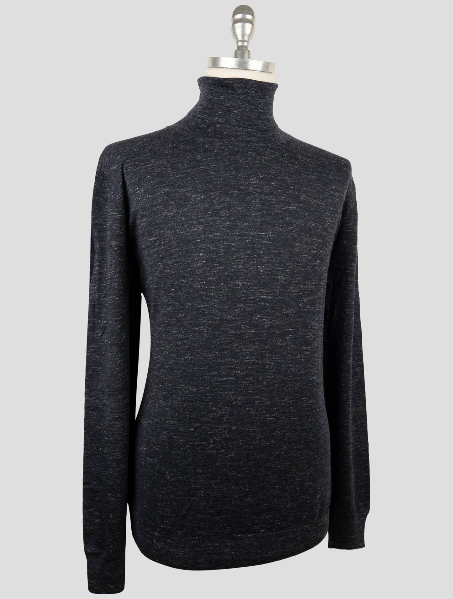 Kiton Blue Cashmere Silk Linen Sweater Turtleneck