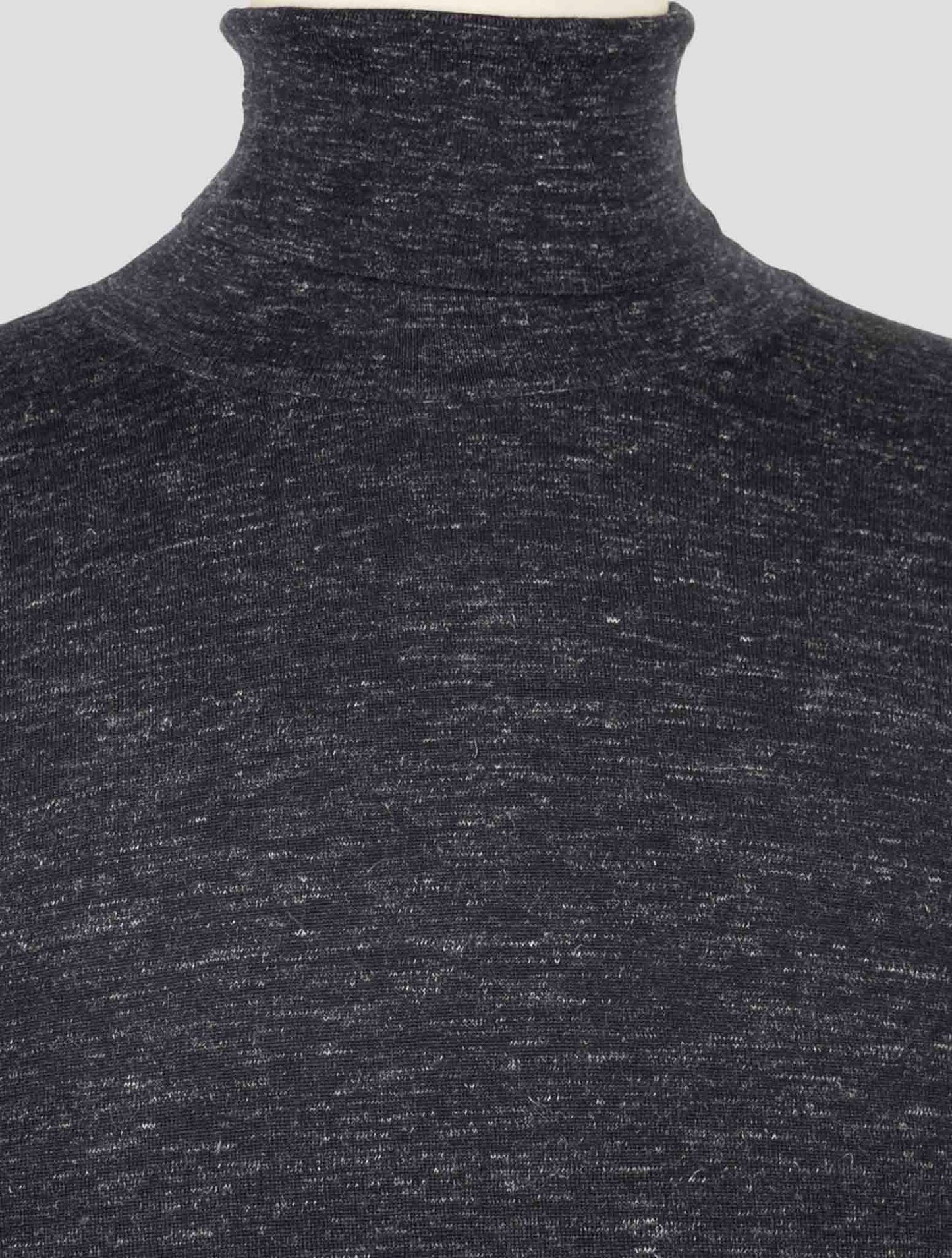 Kiton Blue Cashmere Silk Linen Sweater Turtleneck