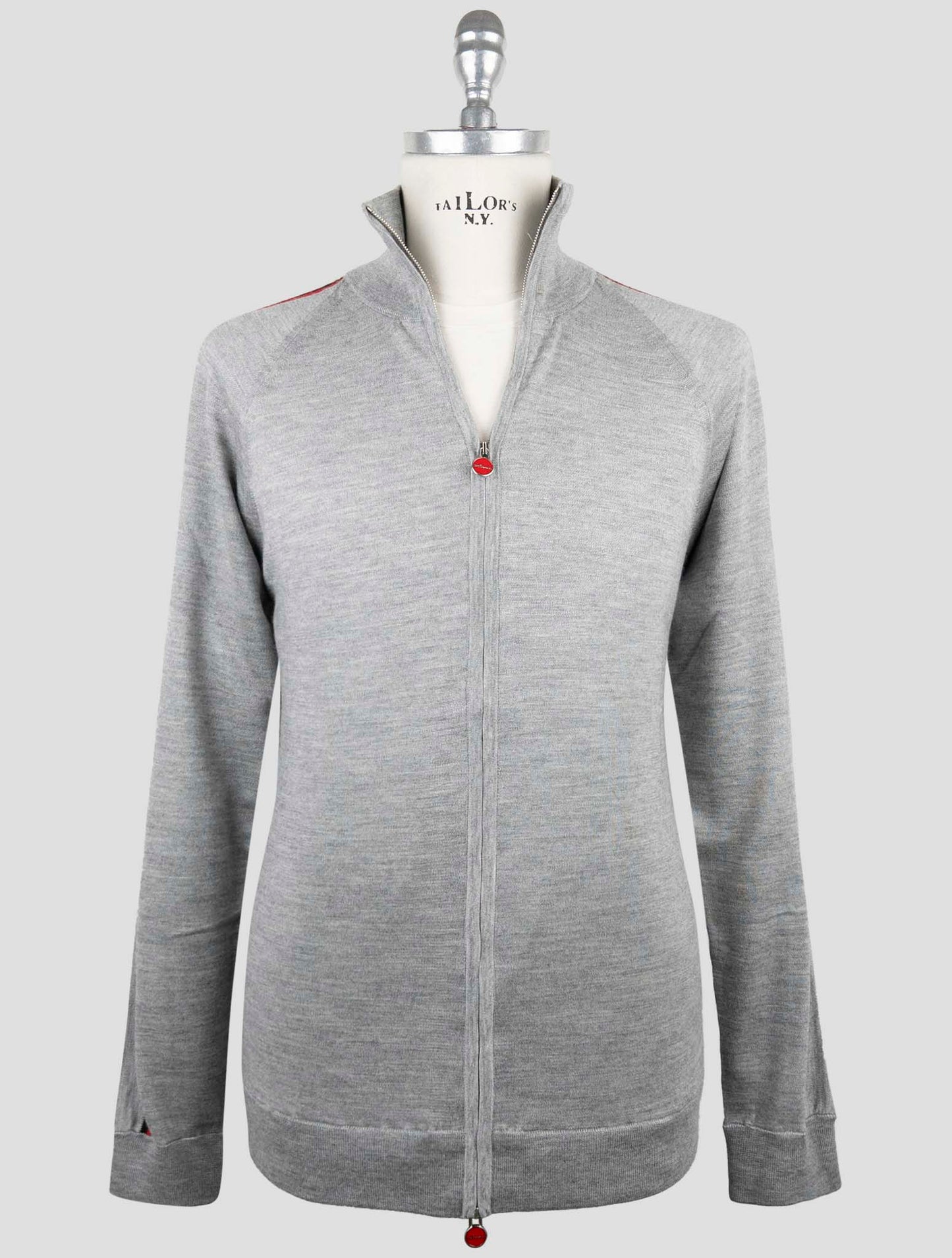 Kiton Gray Cashmere Silk Sweater Full Zip