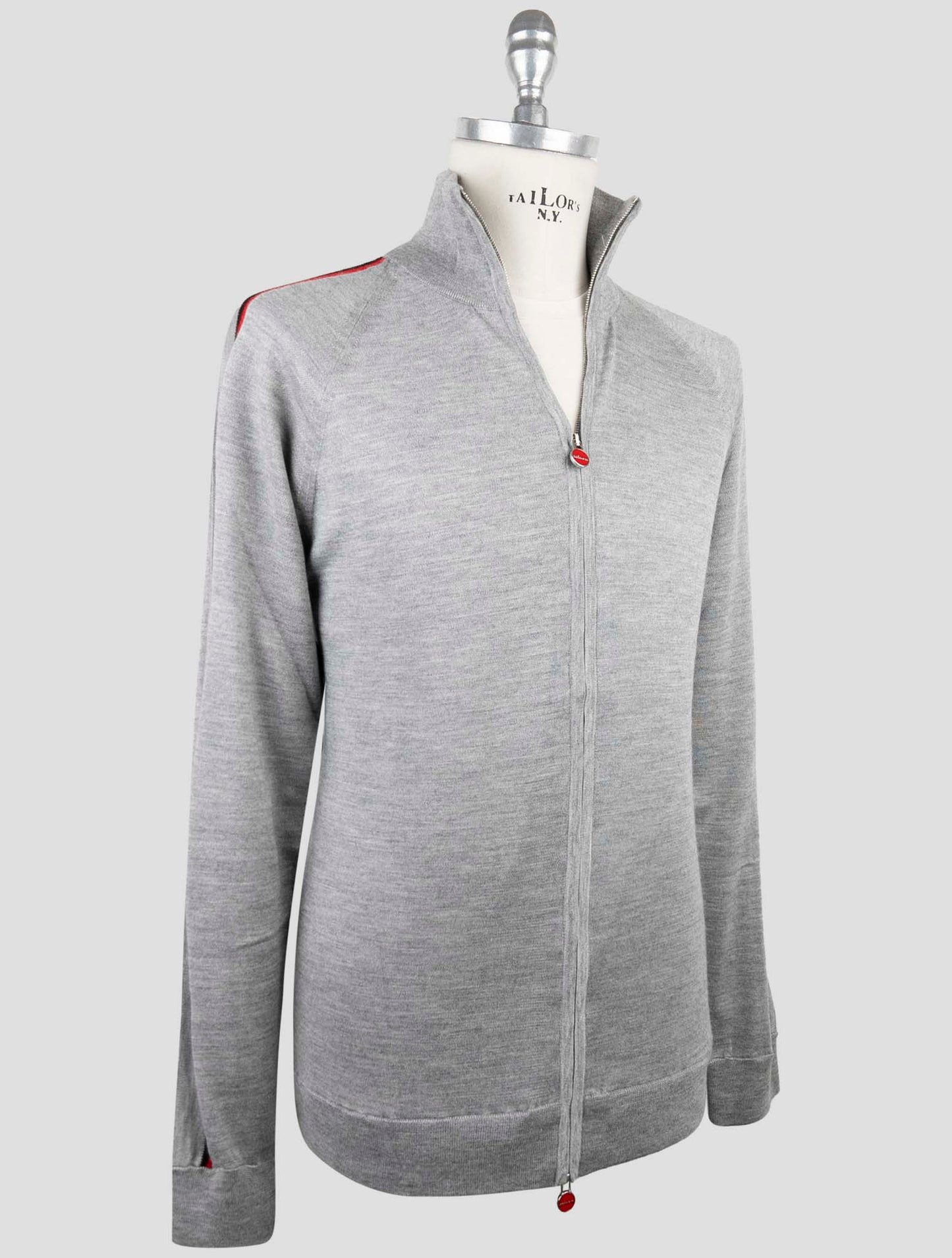 Kiton Gray Cashmere Silk Sweater Full Zip