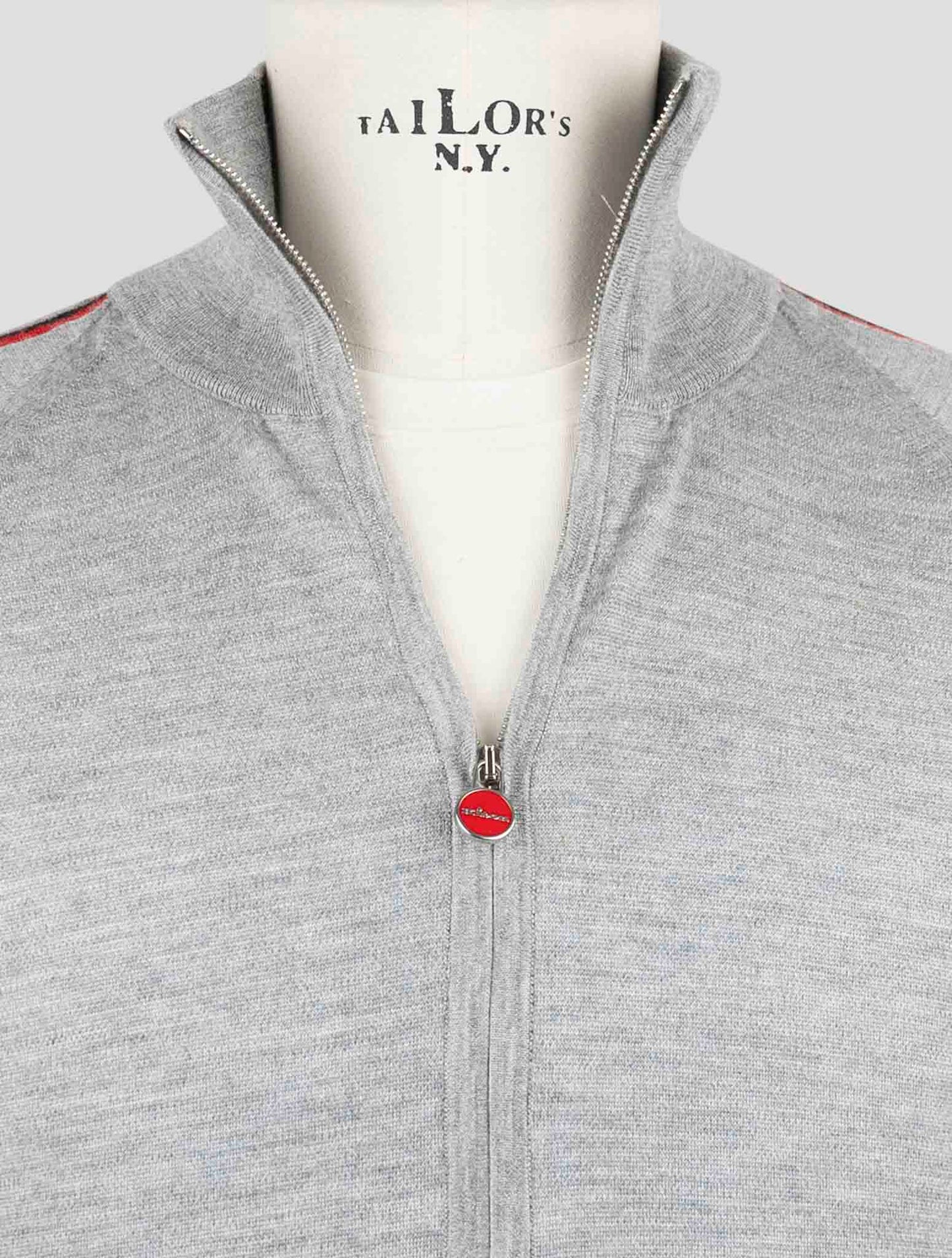Kiton Gray Cashmere Silk Sweater Full Zip
