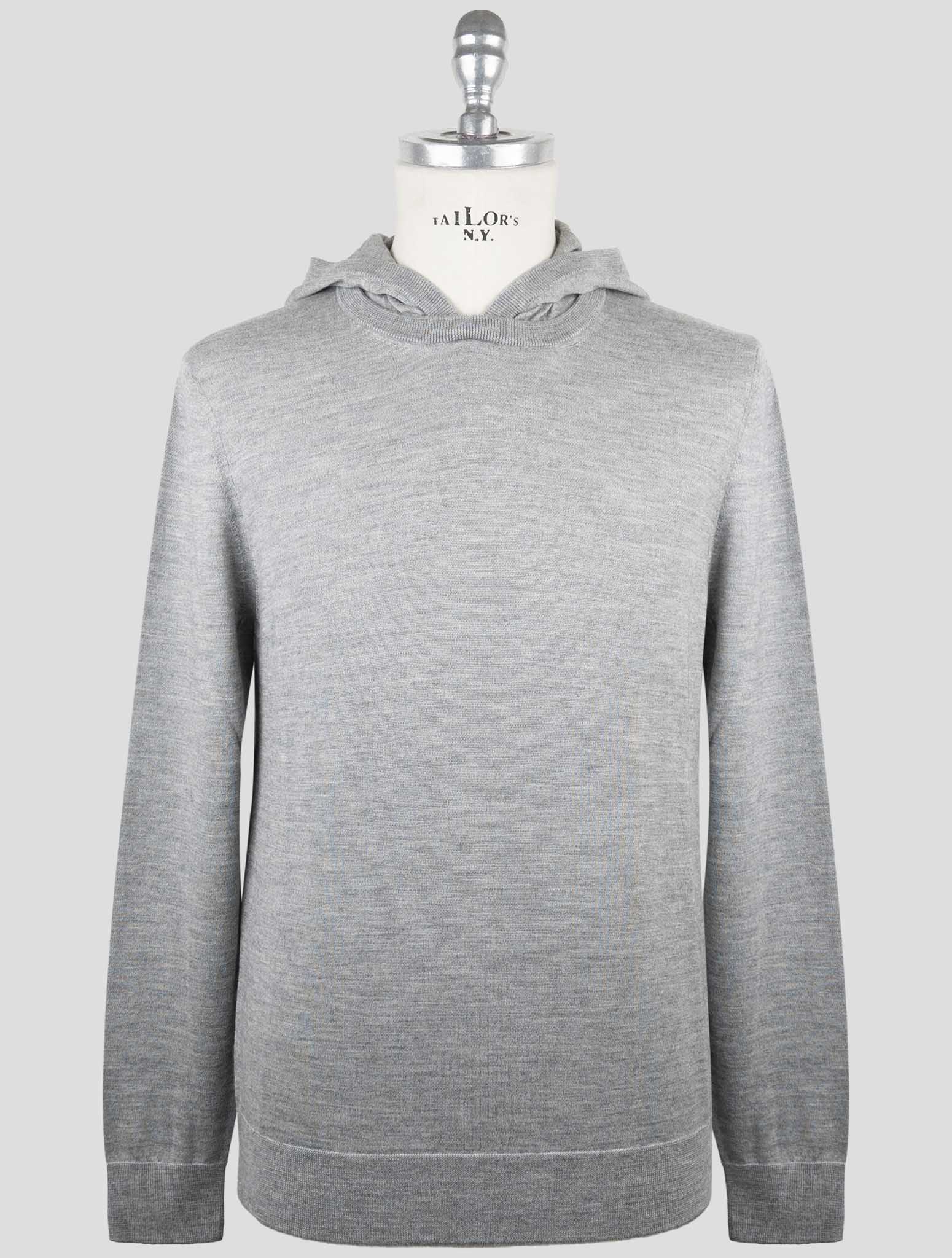 Kiton Gray Cashmere Silk Sweater Hoodie