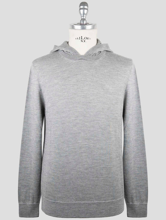 Kiton Gray Cashmere Silk Sweater Hoodie