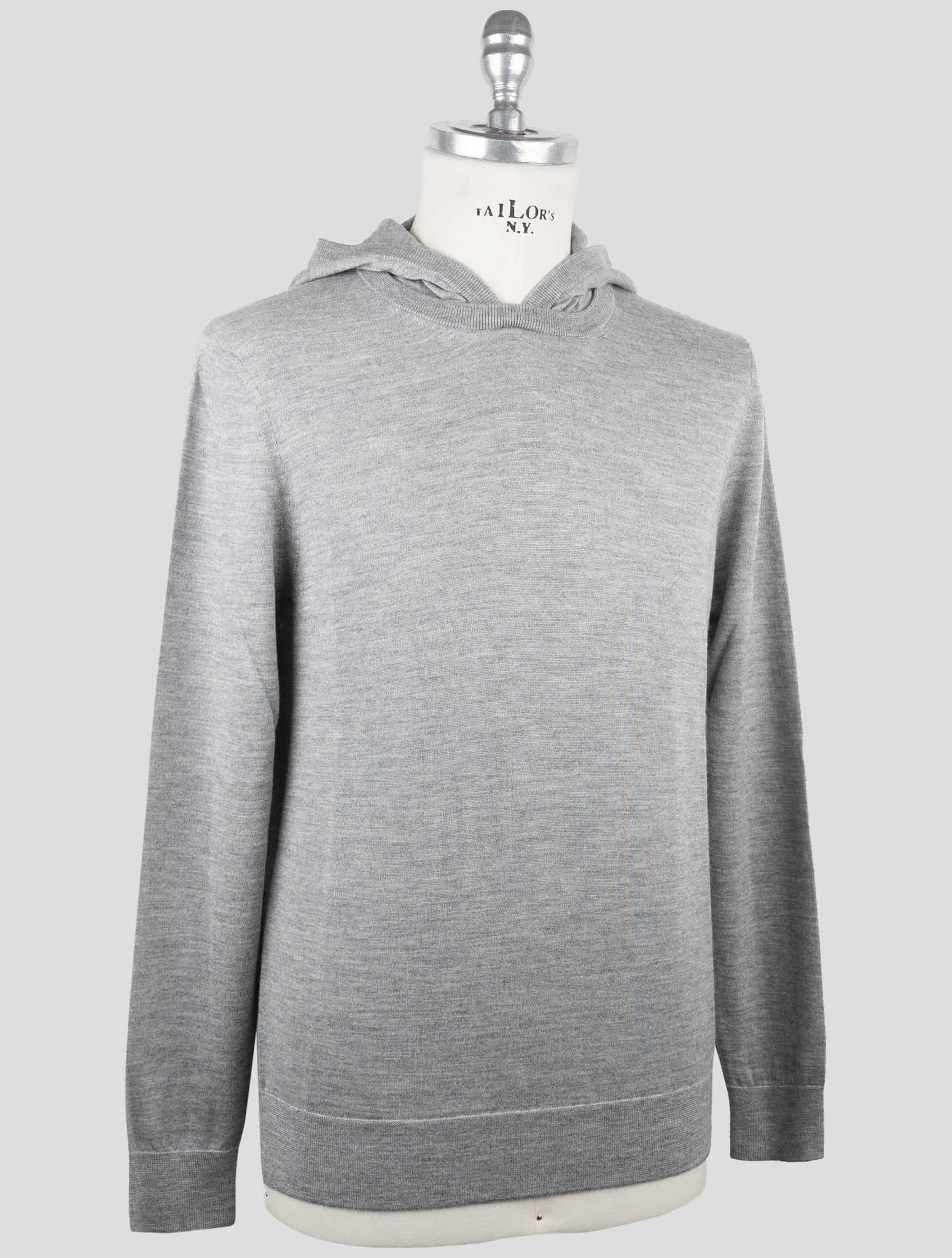 Kiton Gray Cashmere Silk Sweater Hoodie