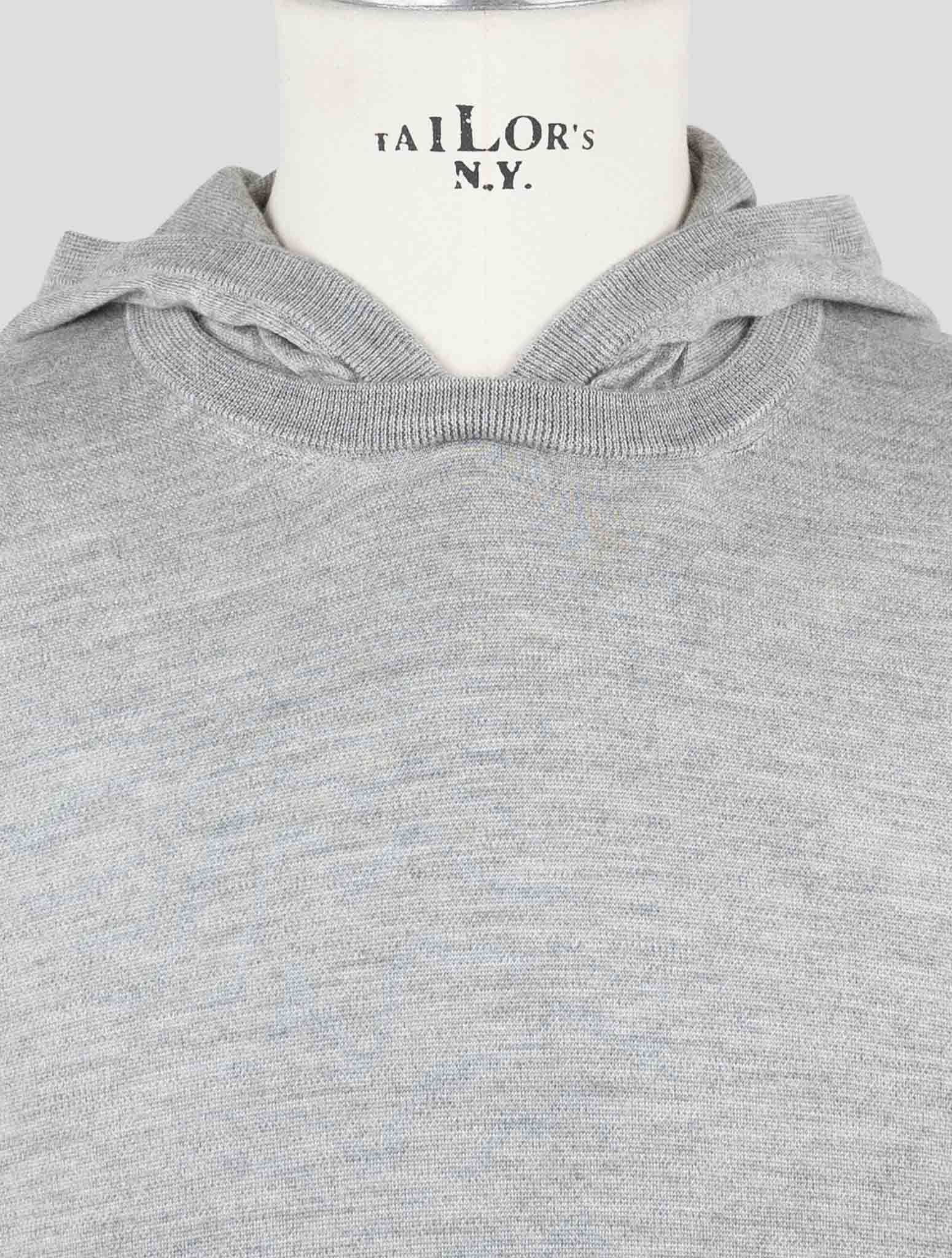 Kiton Gray Cashmere Silk Sweater Hoodie