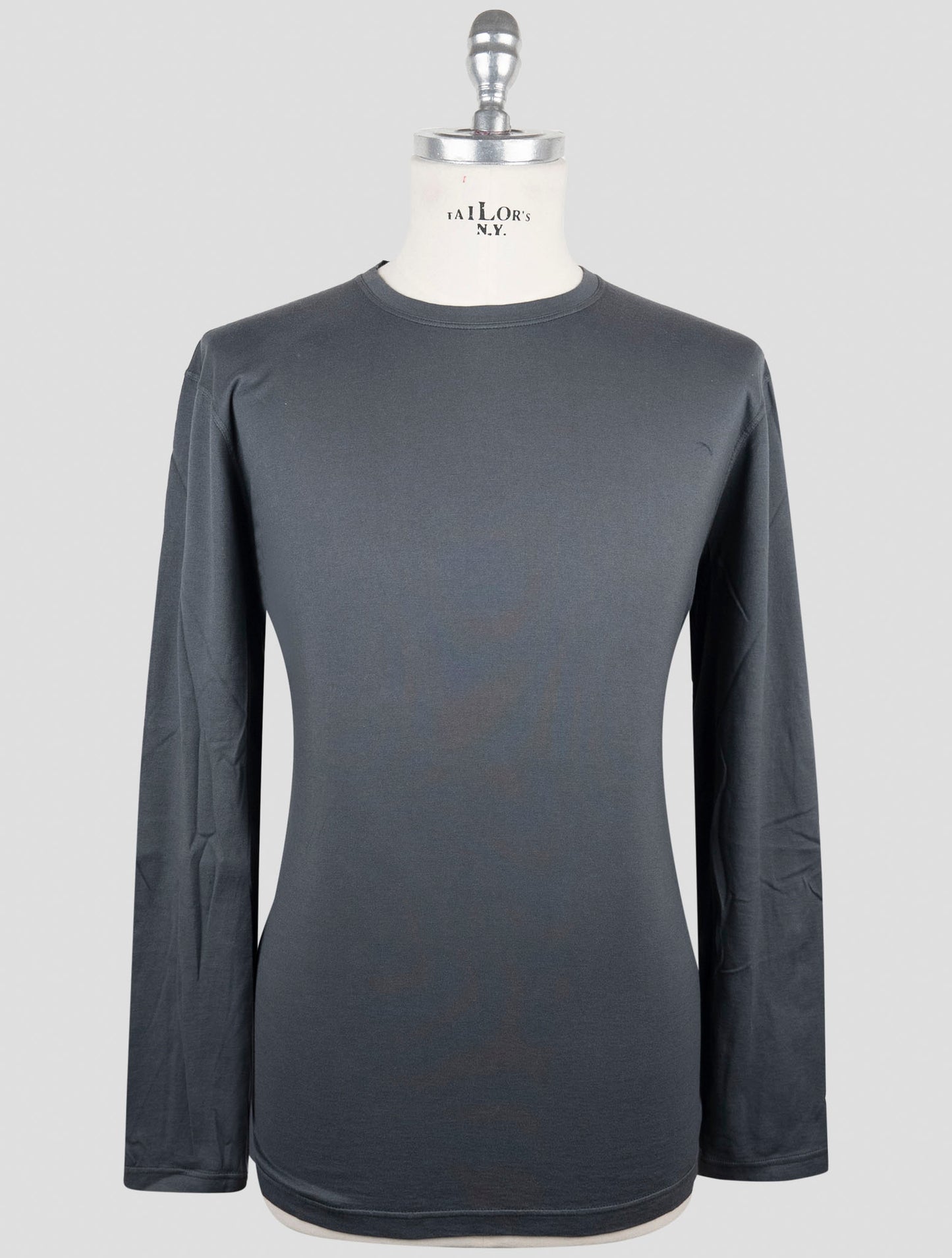 Kiton Gray Cotton Cashmere Sweater Crewneck
