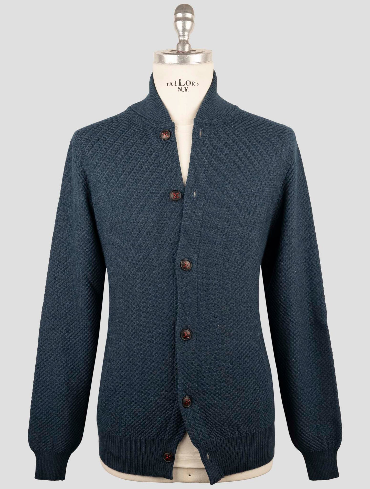 Kiton Blue Cashmere Silk Sweater Cardigan