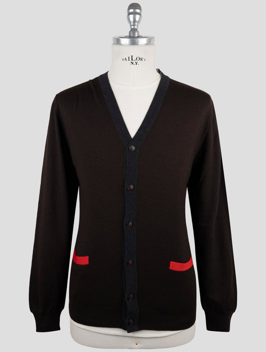 Kiton Brown Cashmere Silk Sweater Cardigan