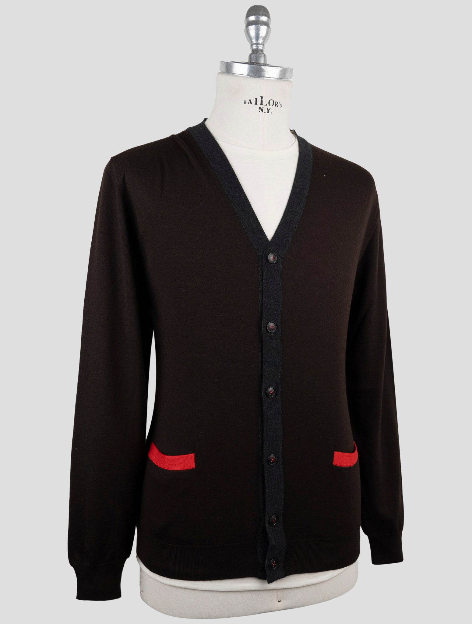 Kiton Brown Cashmere Silk Sweater Cardigan