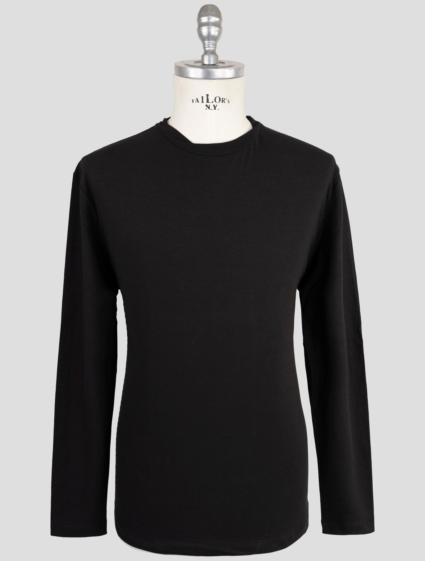 Kiton Knt Black Cotton Sweater Crewneck