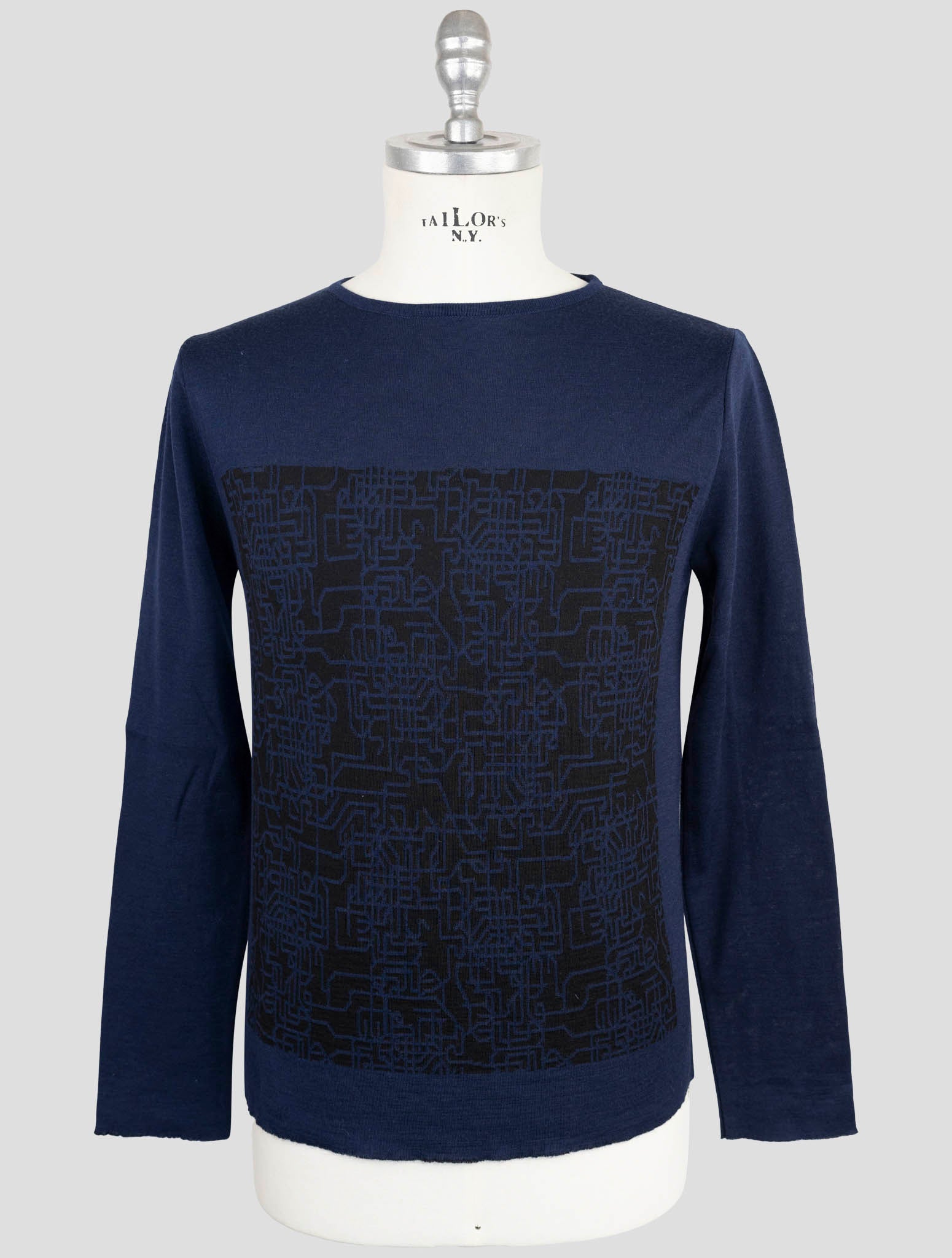 Kiton Knt Blue Cashmere Silk Sweater Crewneck