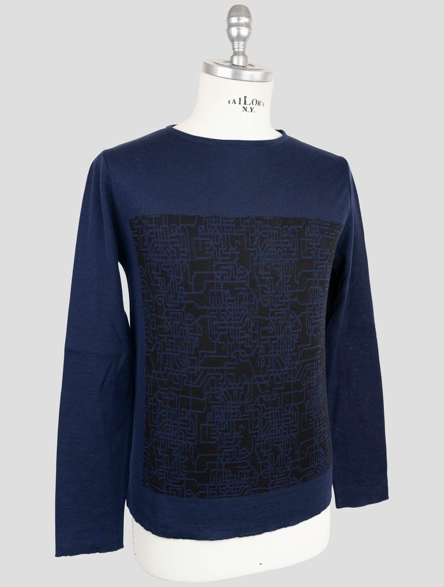 Kiton Knt Blue Cashmere Silk Sweater Crewneck