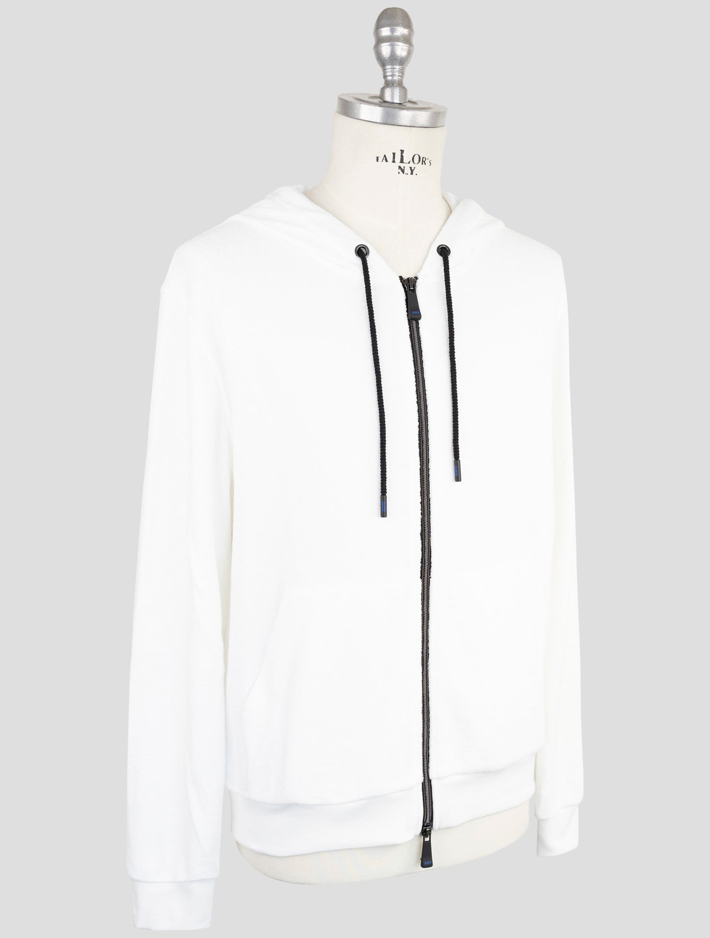 Kiton Knt White Cotton Sweater Hoodie