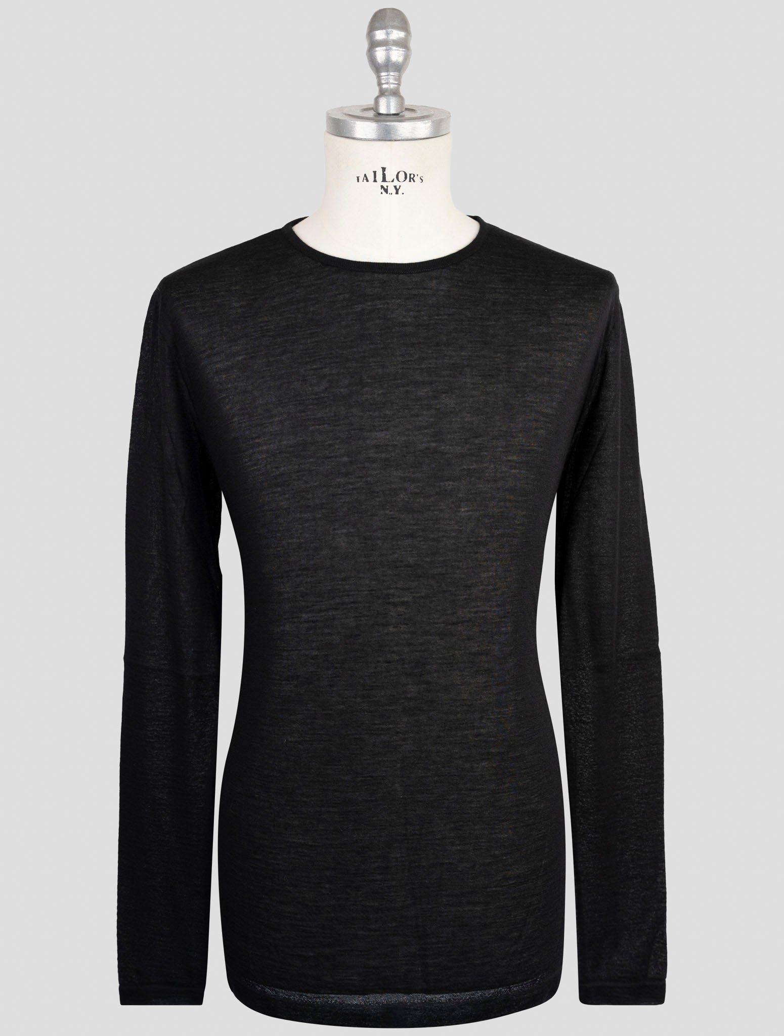 Kiton Knt Black Cashmere Silk Sweater Crewneck