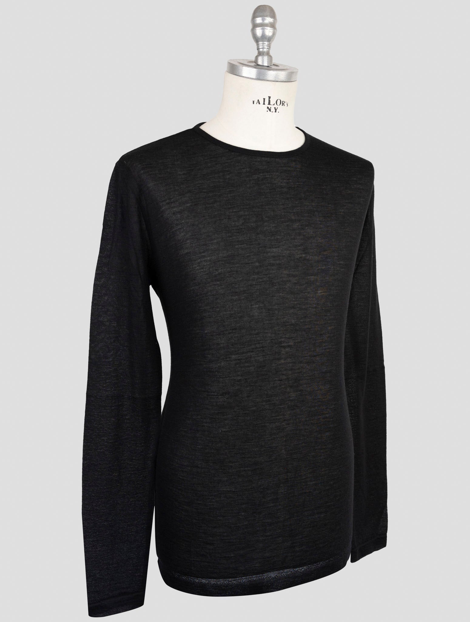 Kiton Knt Black Cashmere Silk Sweater Crewneck