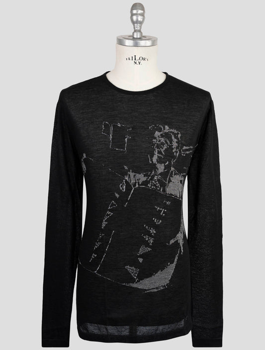 Kiton Knt Black Cashmere Silk Cotton Sweater Crewneck