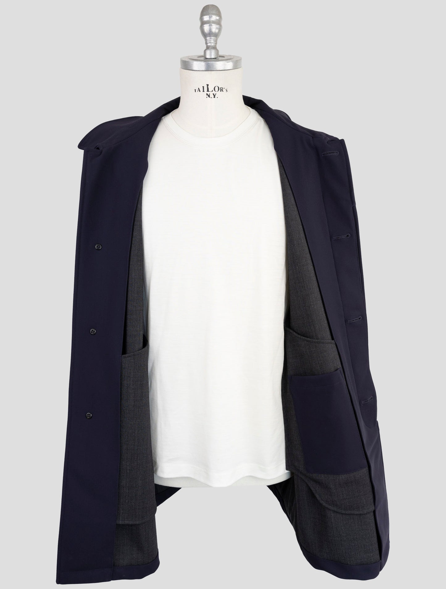Kiton Knt Blue Wool Pa ea Overcoat