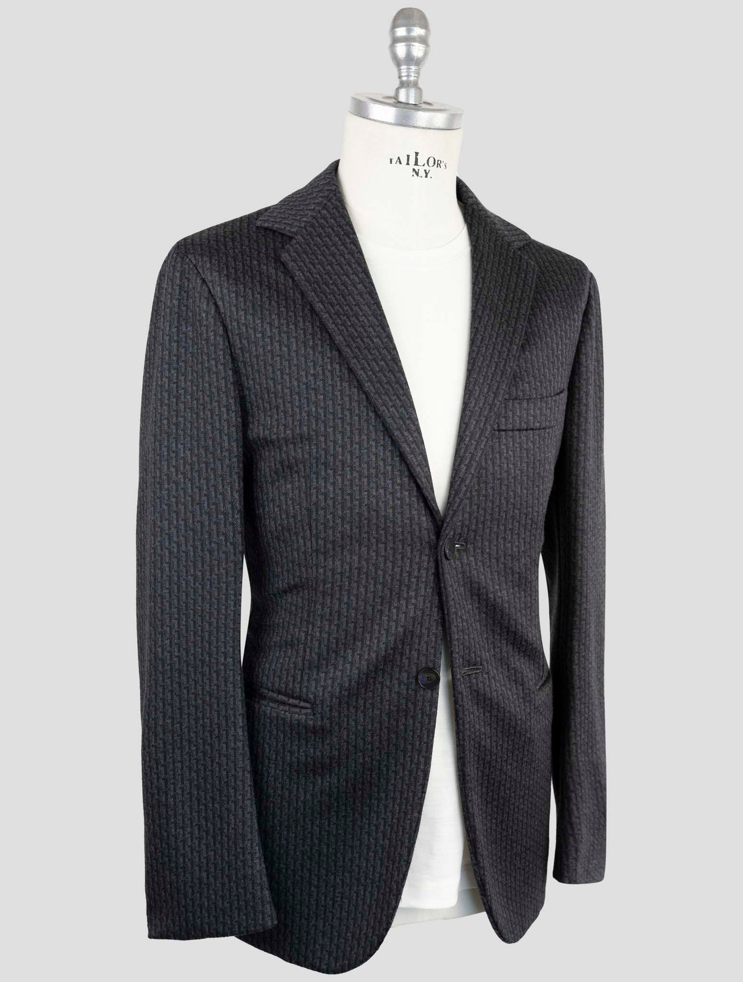 Kiton Knt Gray Wool Cashmere Pl Blazer