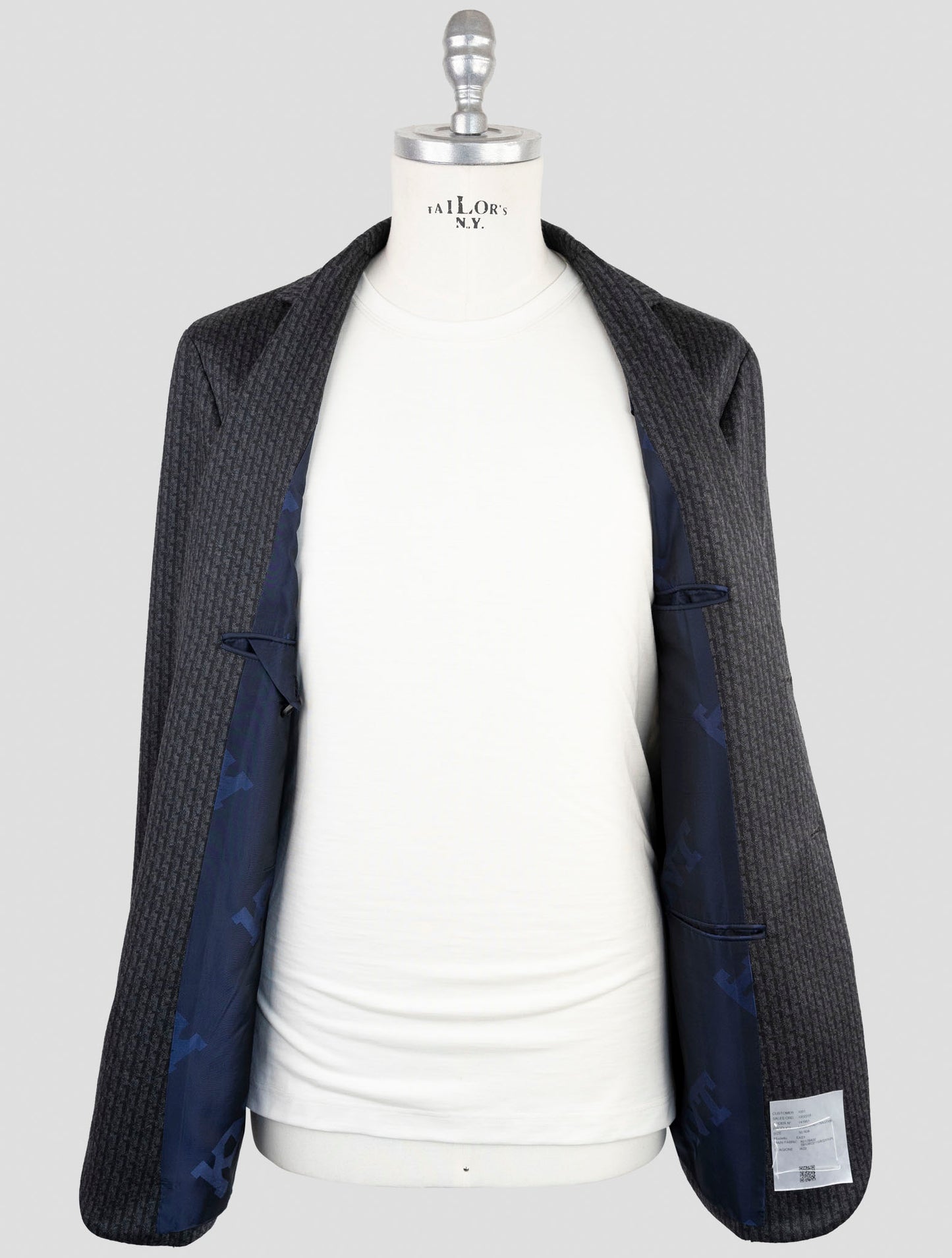 Kiton Knt Gray Wool Cashmere Pl Blazer