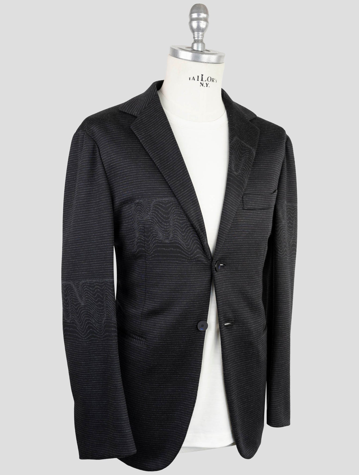 Kiton Knt Gray Wool Cashmere Pl Blazer