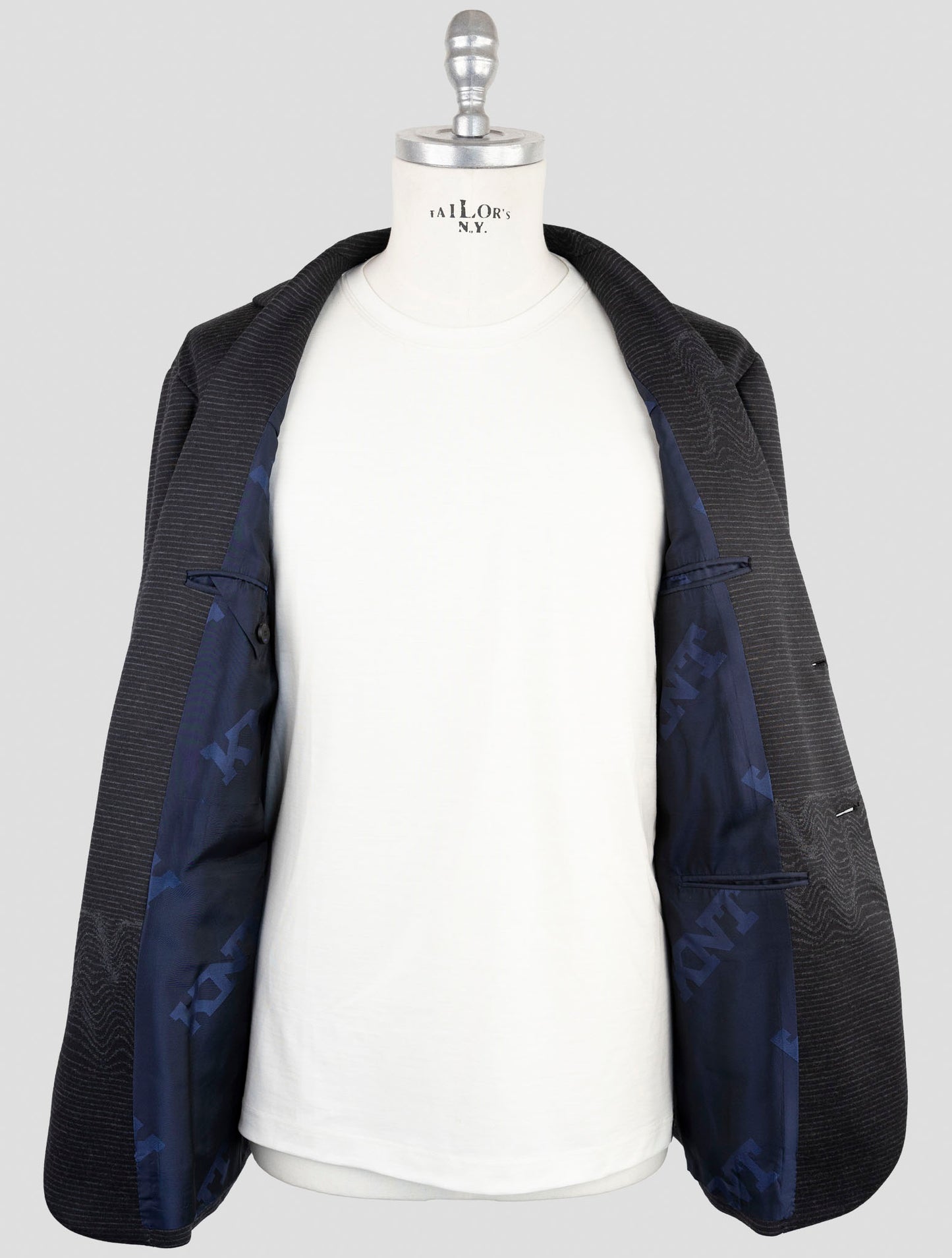 Kiton Knt Gray Wool Cashmere Pl Blazer
