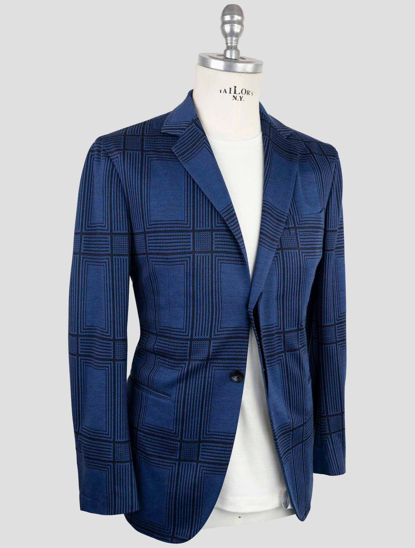Kiton Knt Blue Cashmere Cotton Pl Blazer