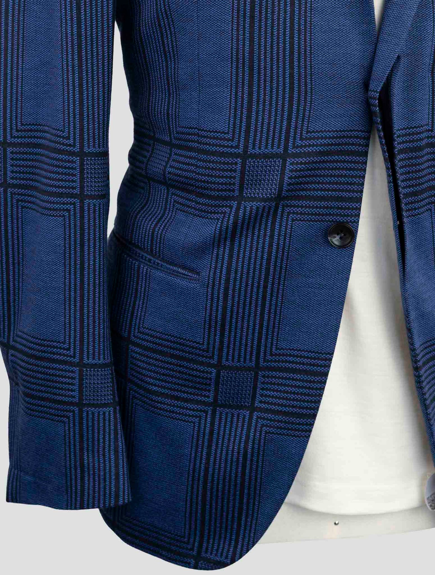 Kiton Knt Blue Cashmere Cotton Pl Blazer