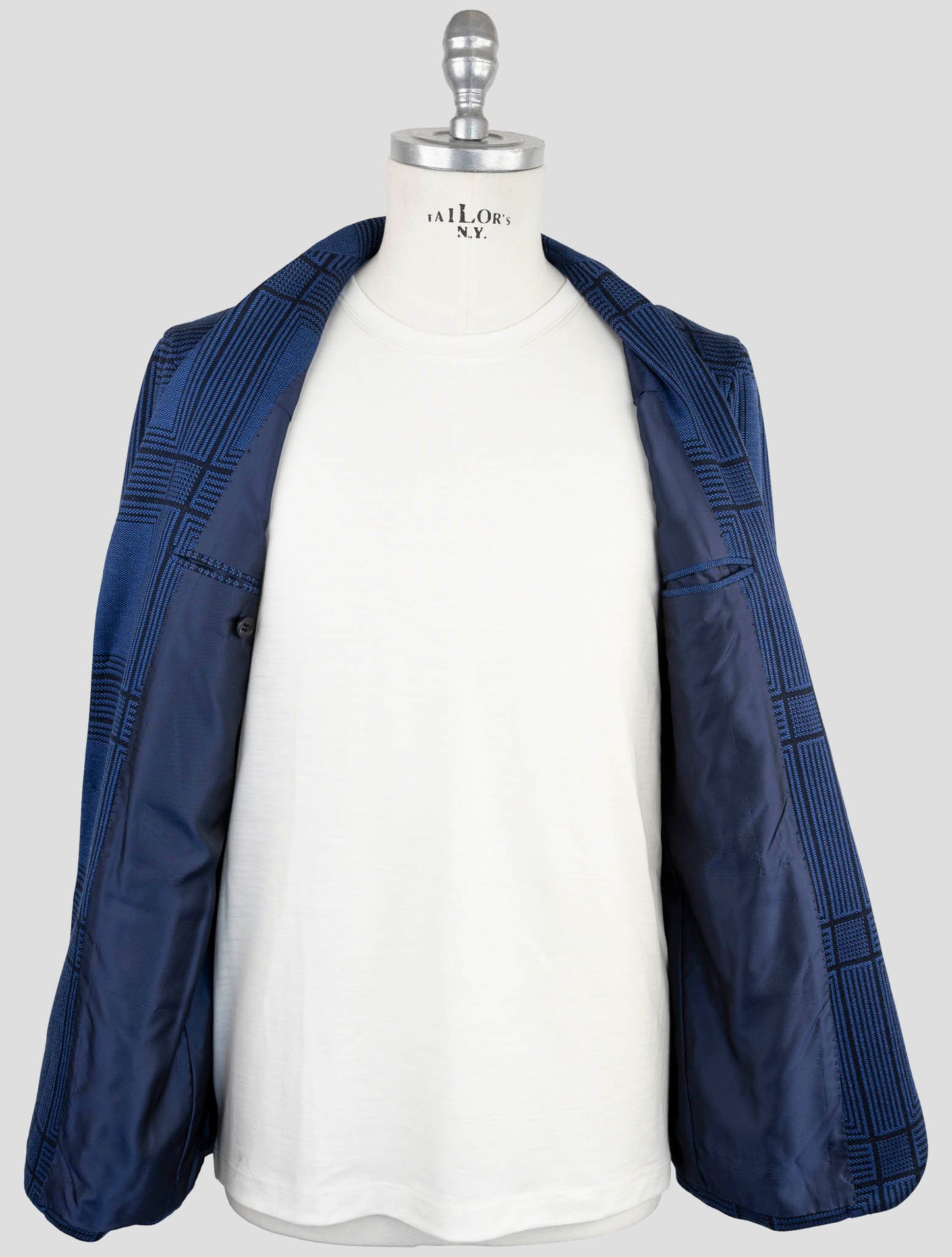 Kiton Knt Blue Cashmere Cotton Pl Blazer