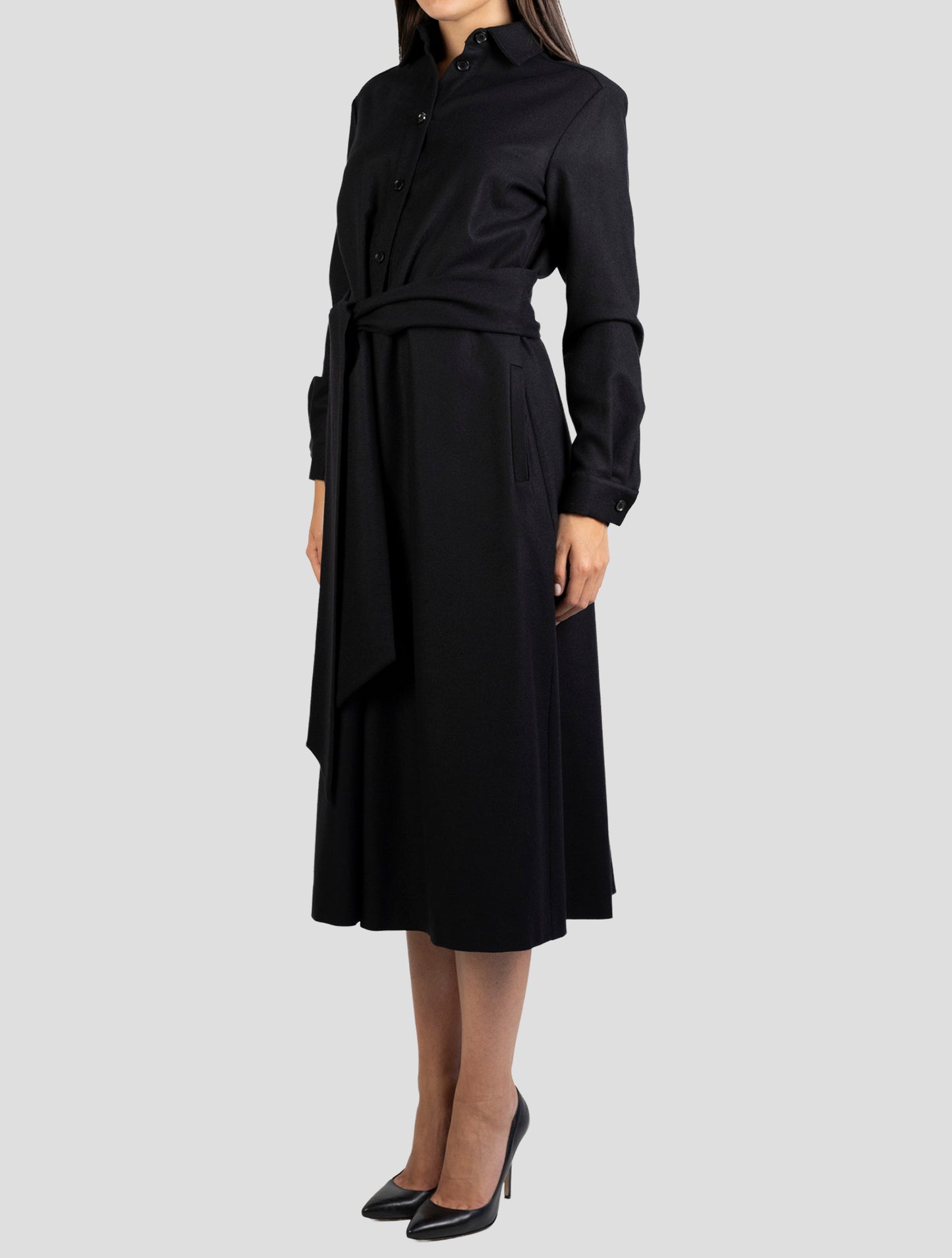 Kiton Black Virgin Wool Pa Ea Dress