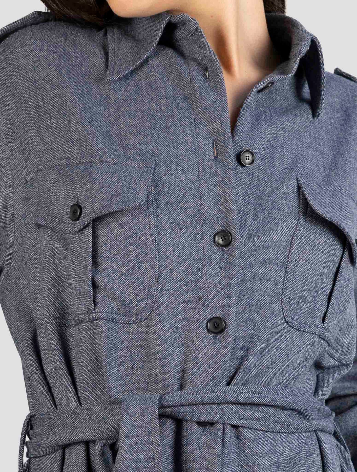 Kiton Gray Wool Cashmere Pa Ea Dress