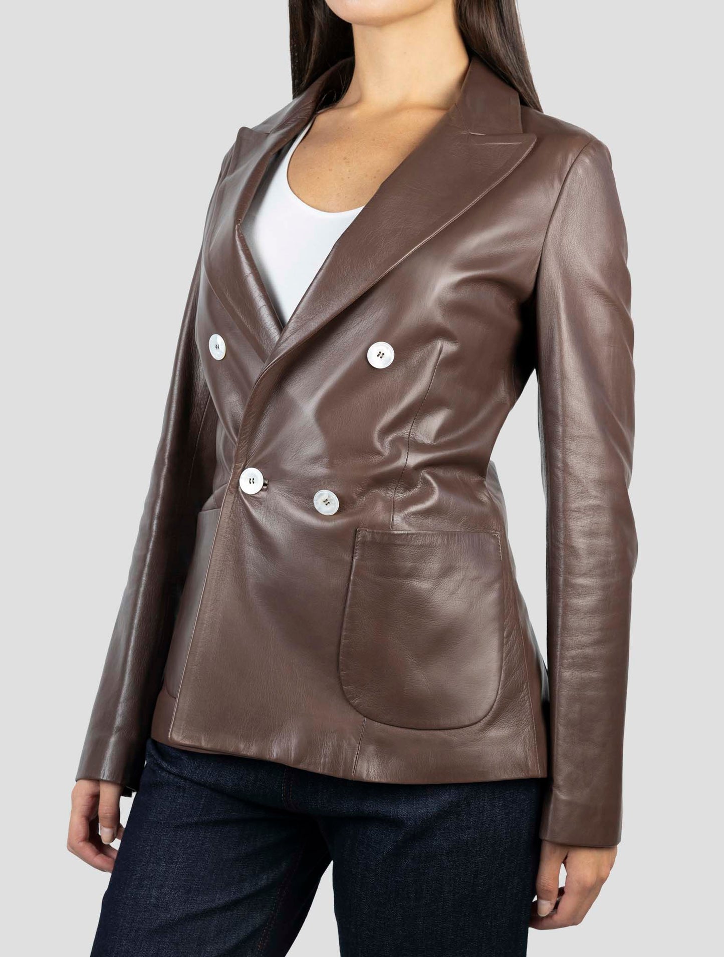 Kiton Brown Leather Blazer