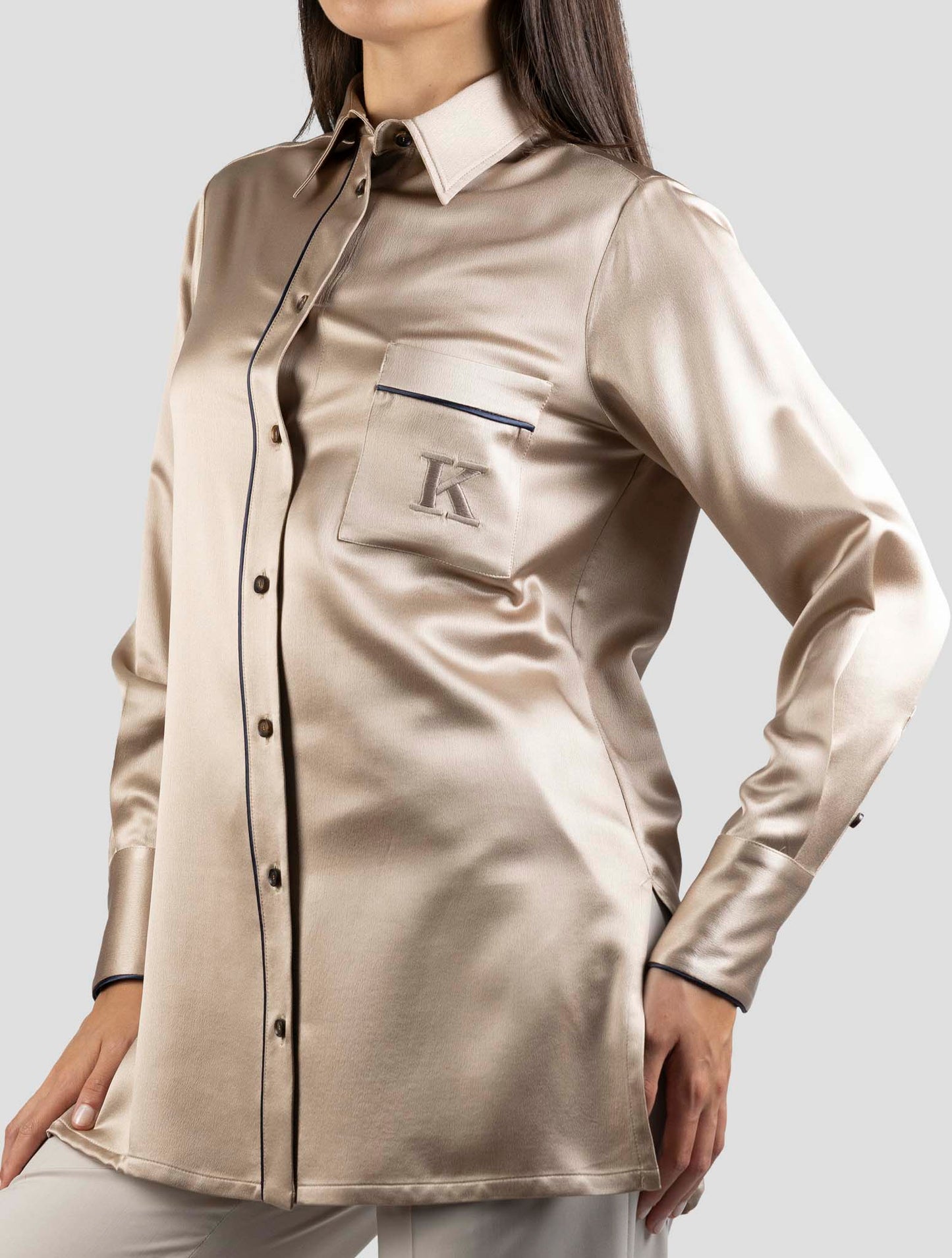 Kiton Bronze Silk Shirt