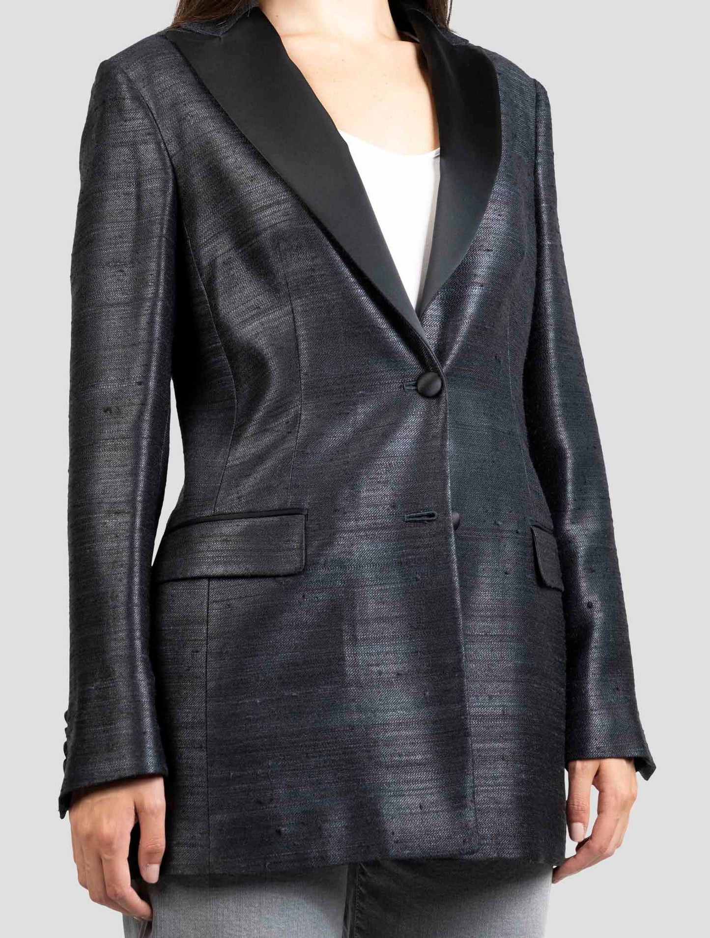 Kiton Black Silk Viscose Blazer
