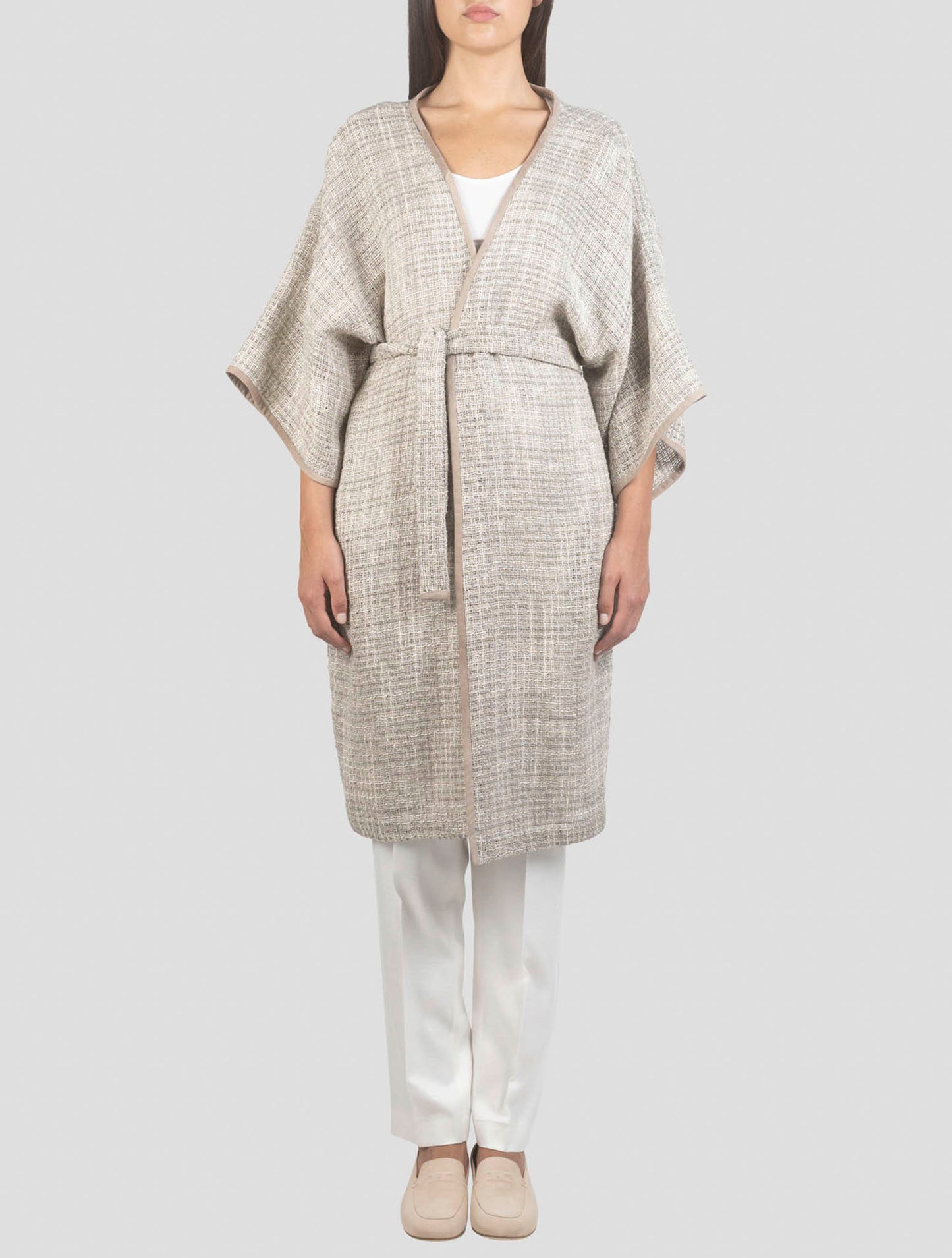 Kiton Beige Linen Cotton Viscose Pa Dress