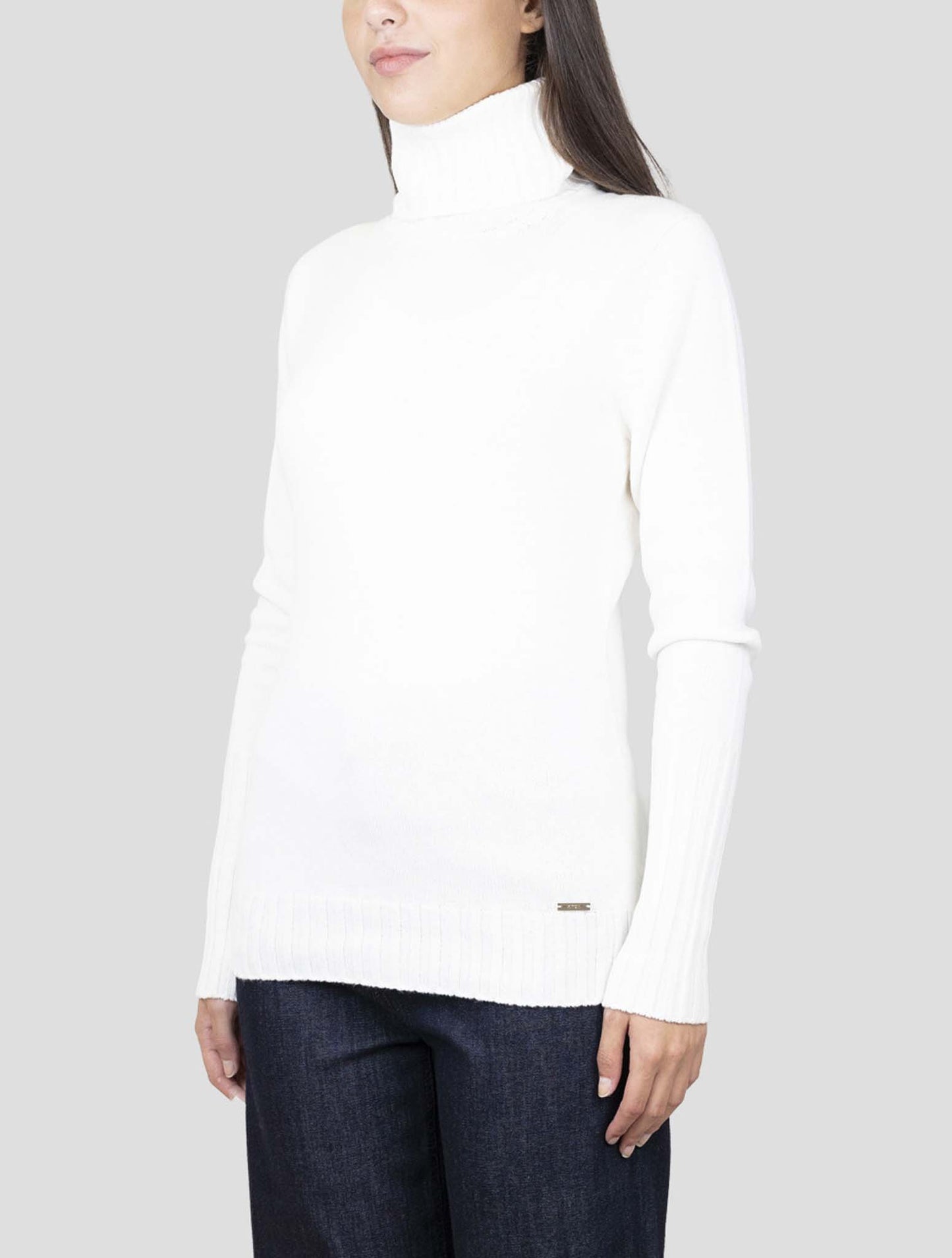 Kiton White Cashmere Sweater Turtleneck