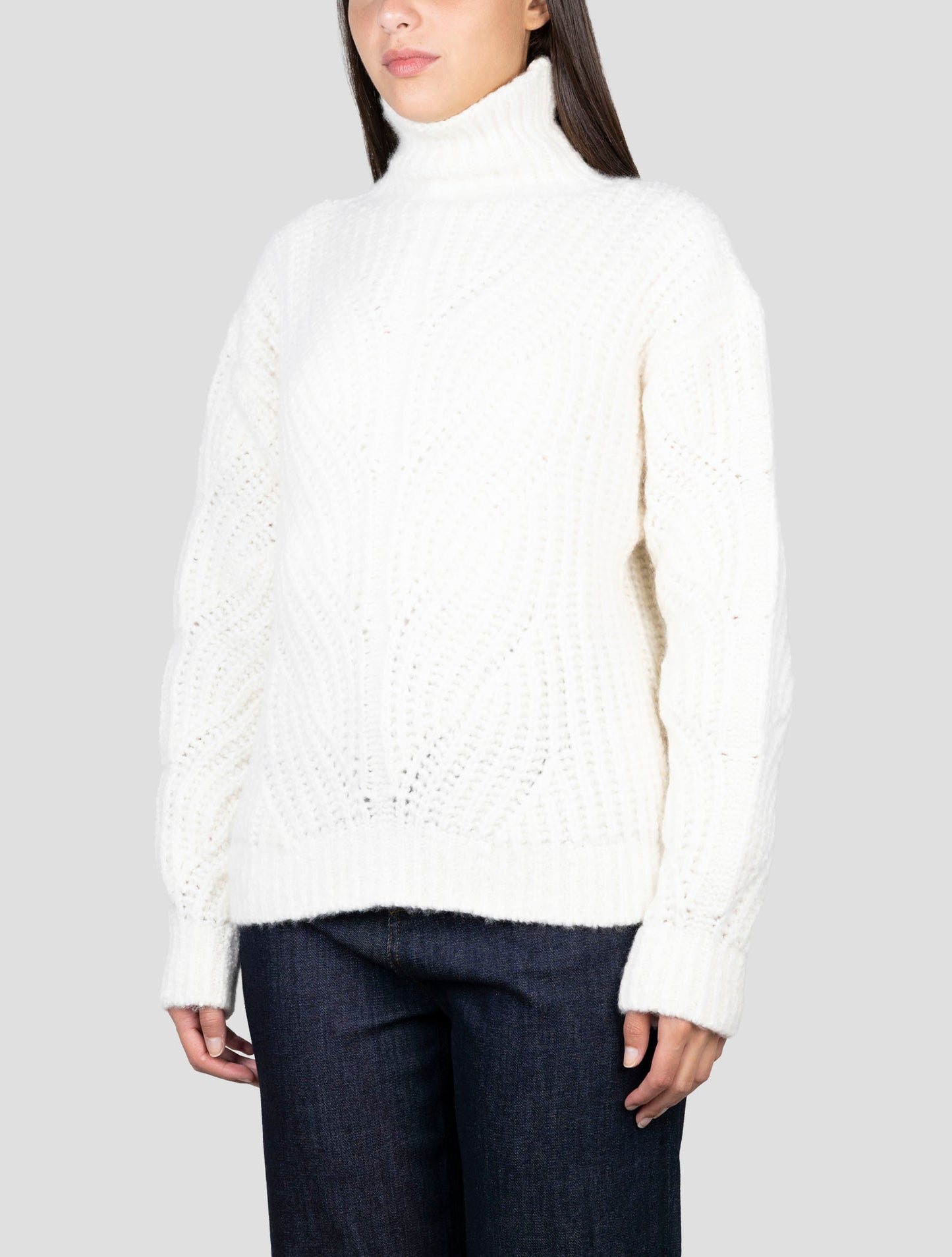 Kiton White Cashmere Silk Sweater Turtleneck