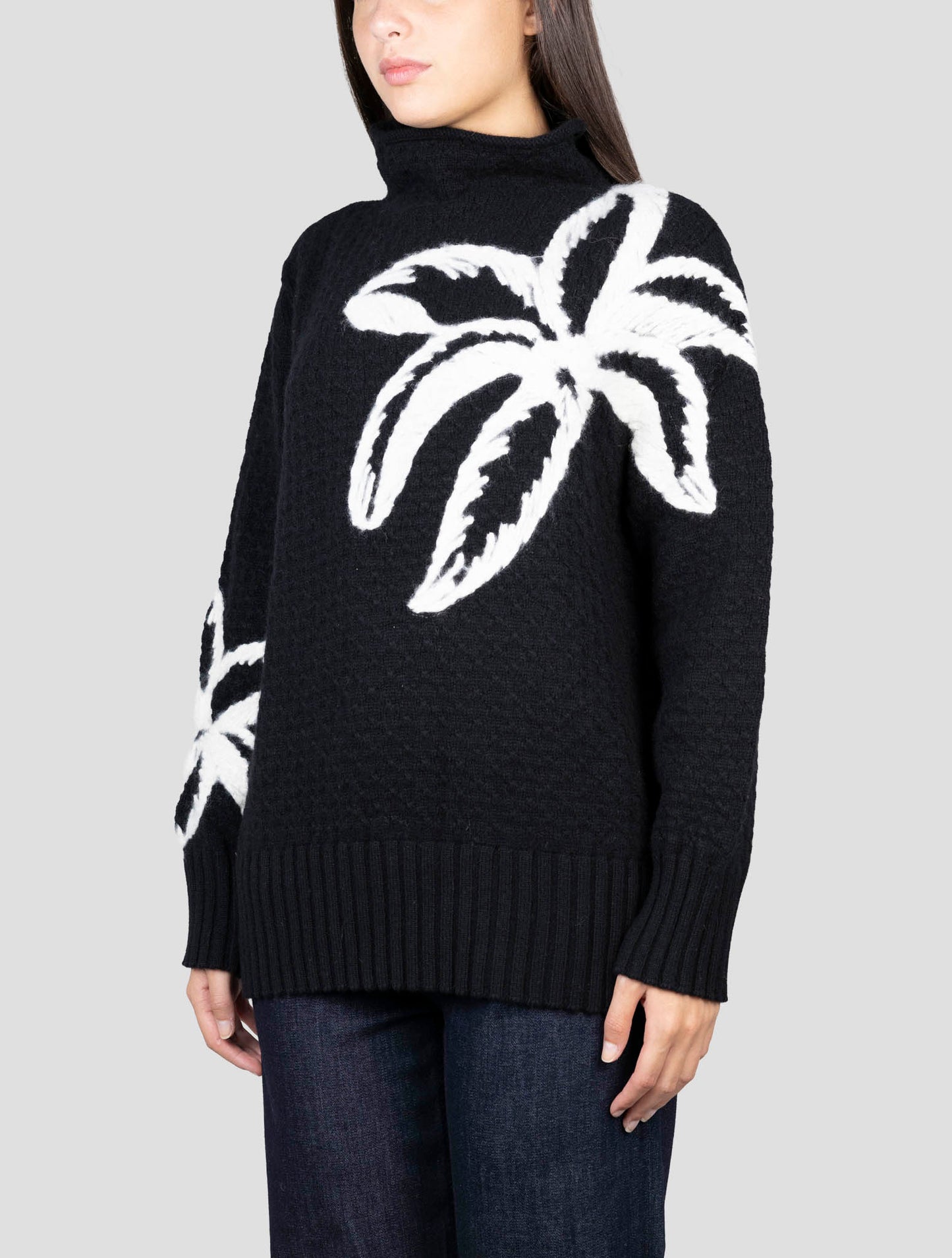 Kiton Blue White Cashmere Sweater Turtleneck