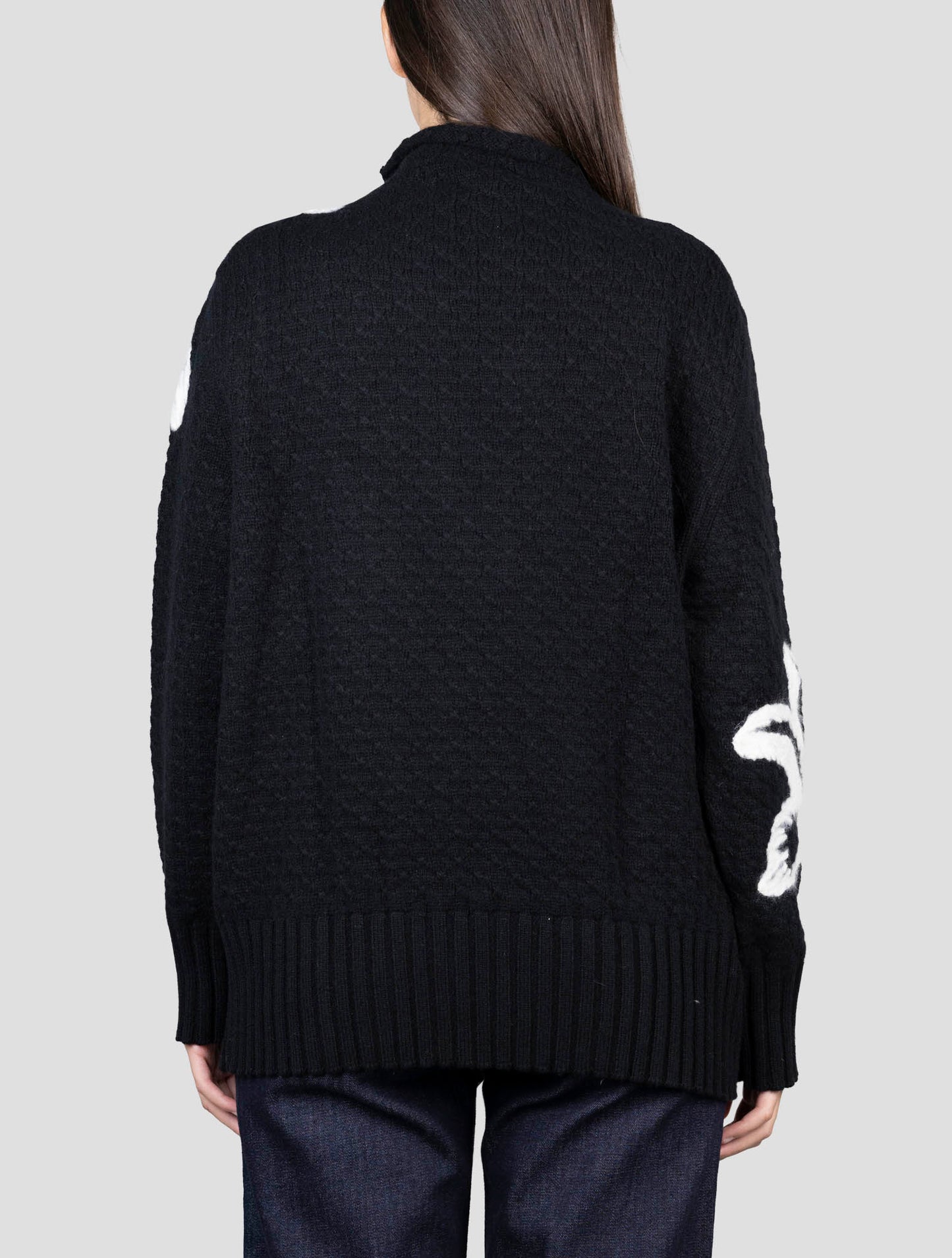 Kiton Blue White Cashmere Sweater Turtleneck