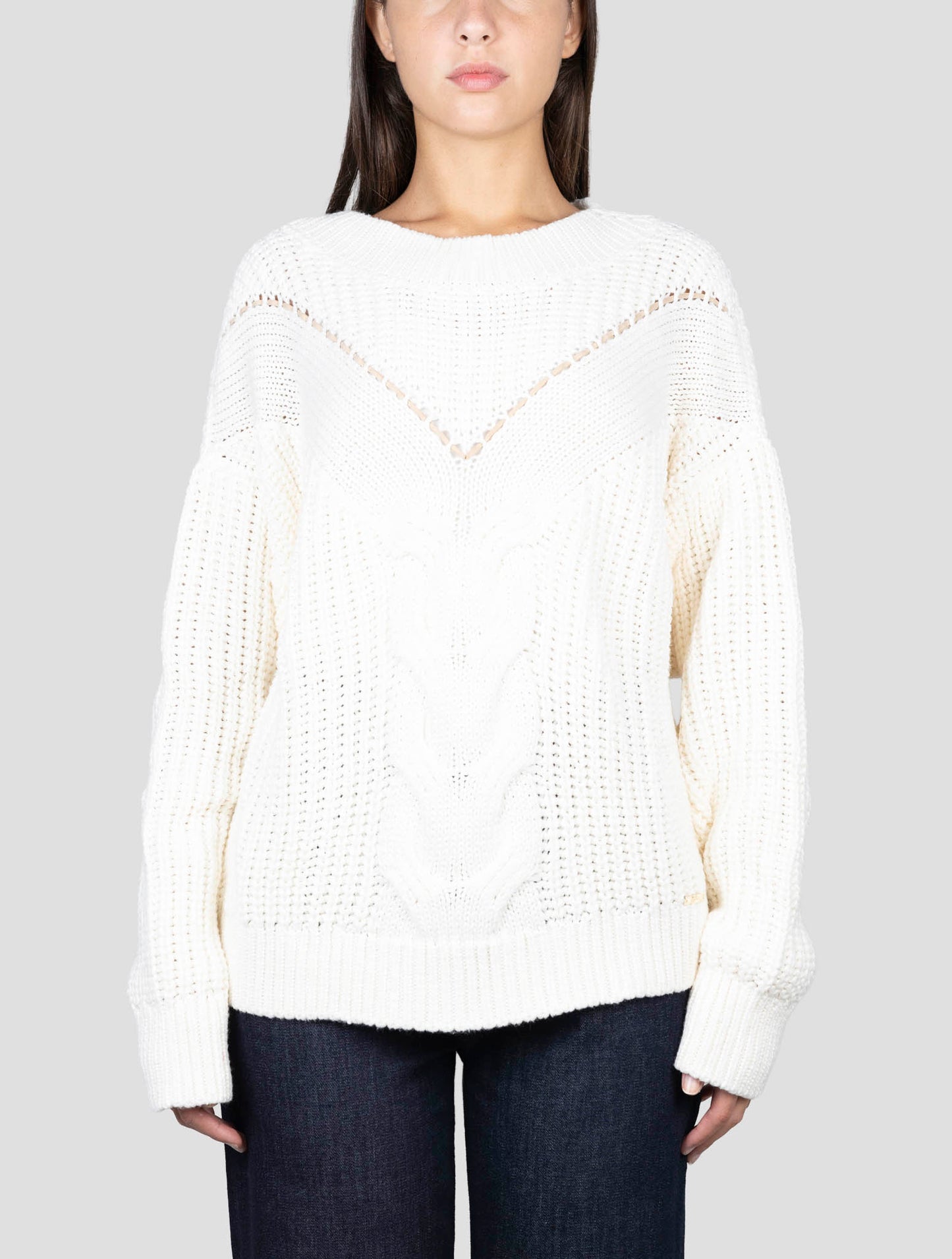Kiton White Cotton Silk Sweater Crewneck