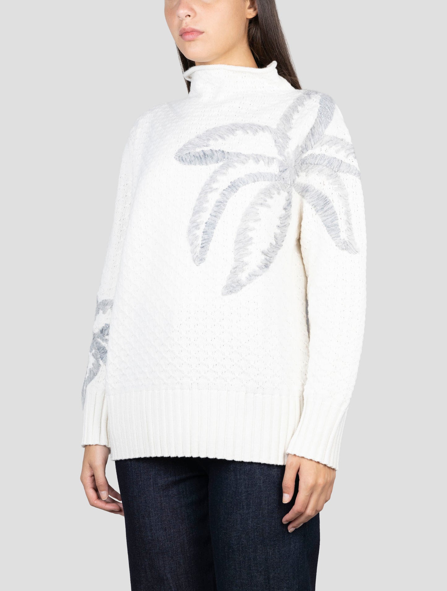 Kiton White Cashmere Sweater Half Neck